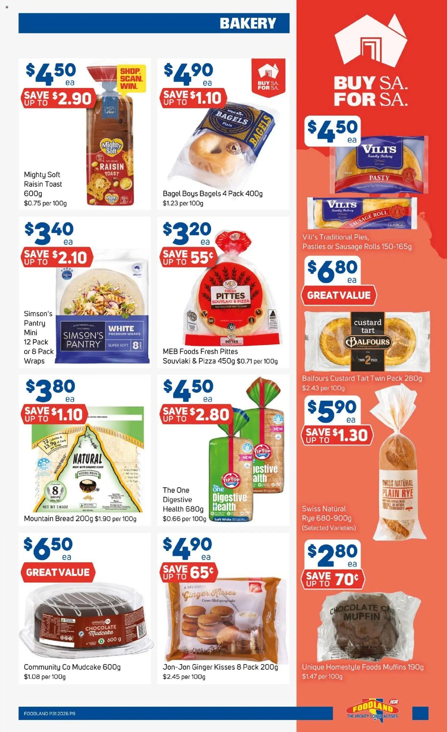 Foodland catalogue - valid from 29/07/2026 | Page: 9 | Products: Muffins, Cream, Rye, Sausage