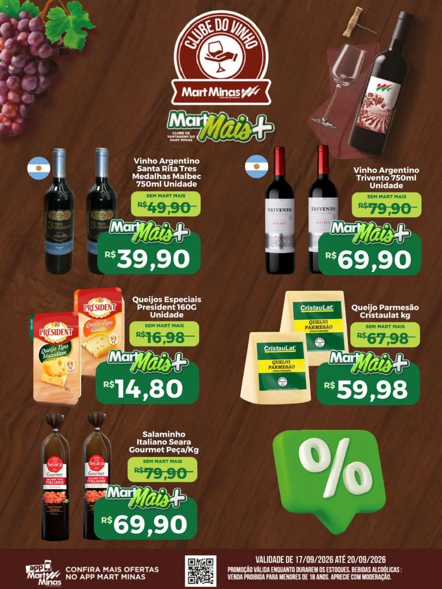 Mart Minas Folheto - válido de 17/09/2026 | Página: 3 | Produtos: Bebidas, Queijo, Vinho, Queijo gouda