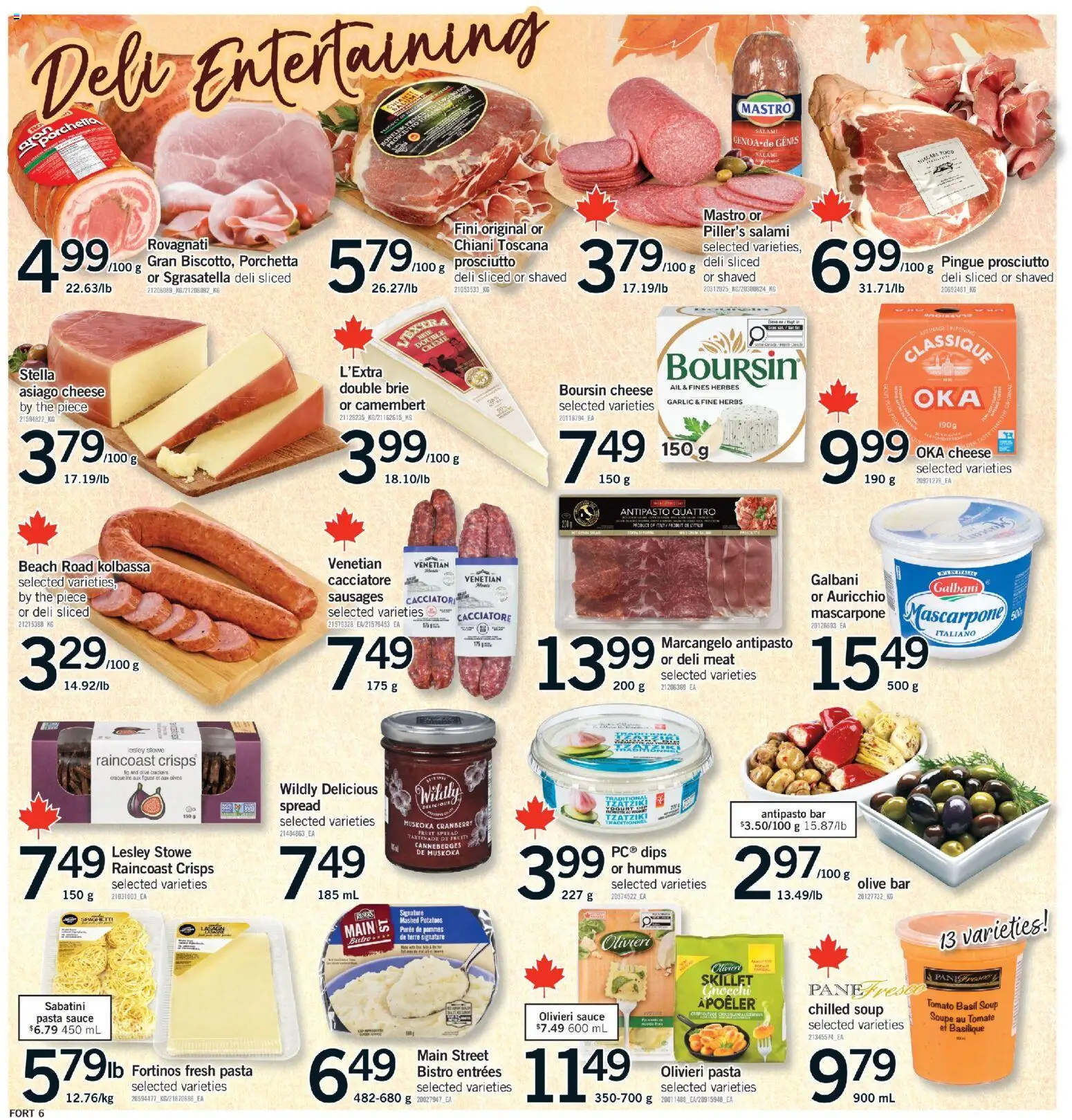 Fortinos flyer valid from Oct 1, 2026 | Page: 7 | Products: Hummus, Crackers, Prosciutto, Cheese