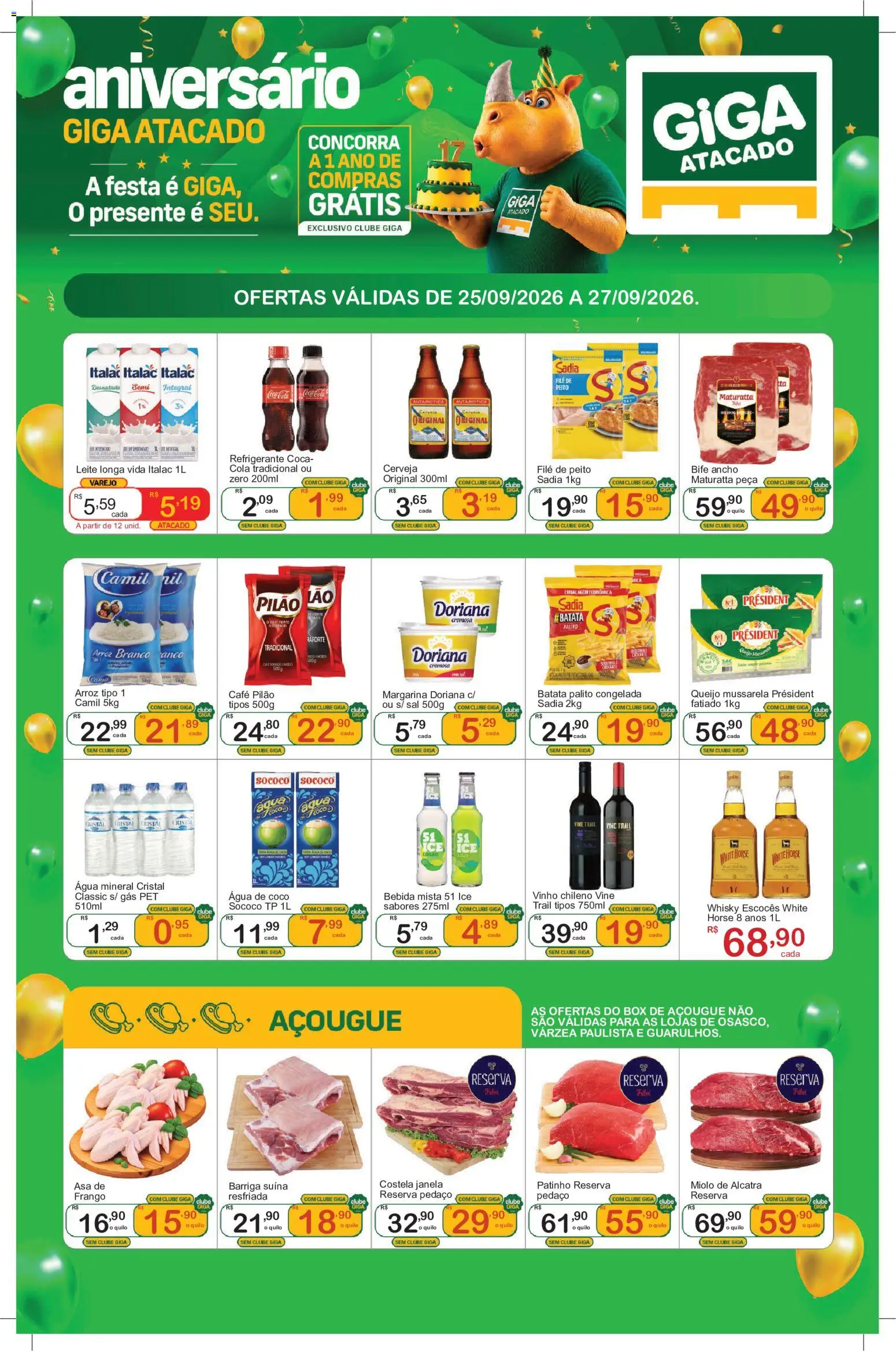 GIGA Atacado Folheto - válido de 25/09/2026 | Página: 1 | Produtos: Barriga suína, Vinho, Bebida, Frango
