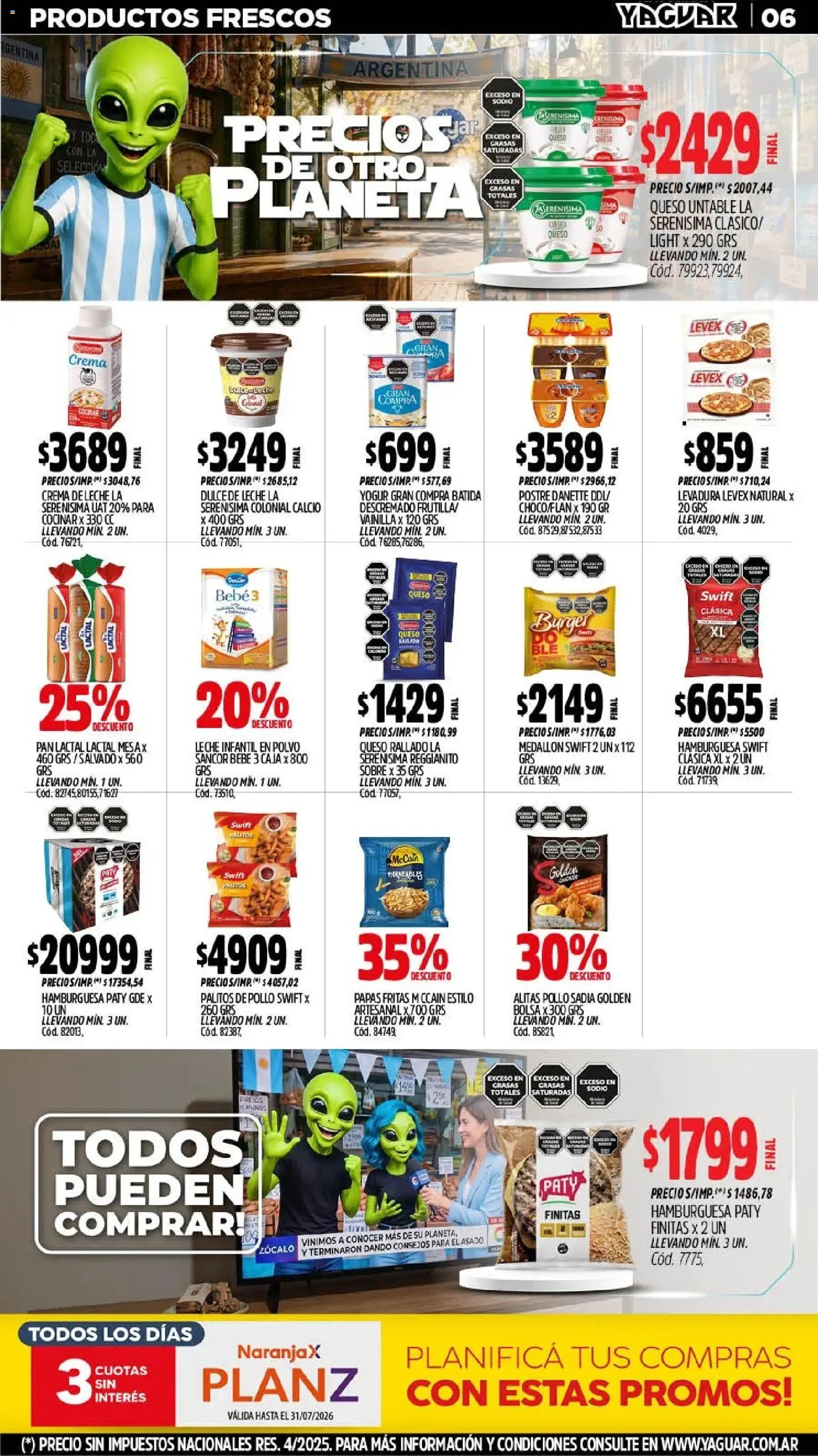 Yaguar - Oferta Semanal Chaco │ válido desde el 06/07/2026 | Página: 7 | Productos: Zocalo, Crema de leche, Dulce de leche, Yogur