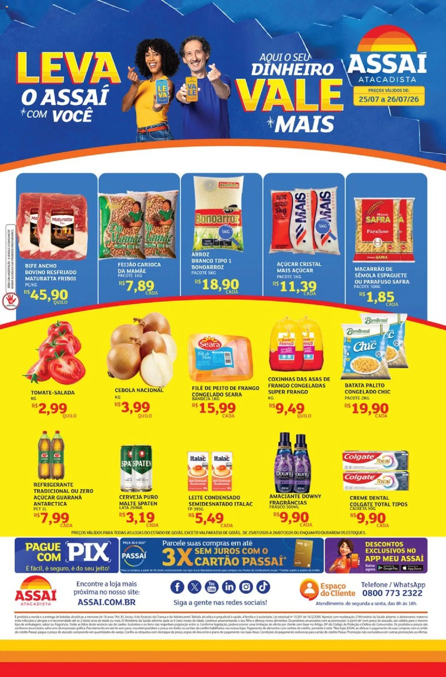 Assaí Atacadista Folheto - válido de 25/07/2026 | Página: 1 | Produtos: Amaciante downy, Arroz, Refrigerante, Peito de frango