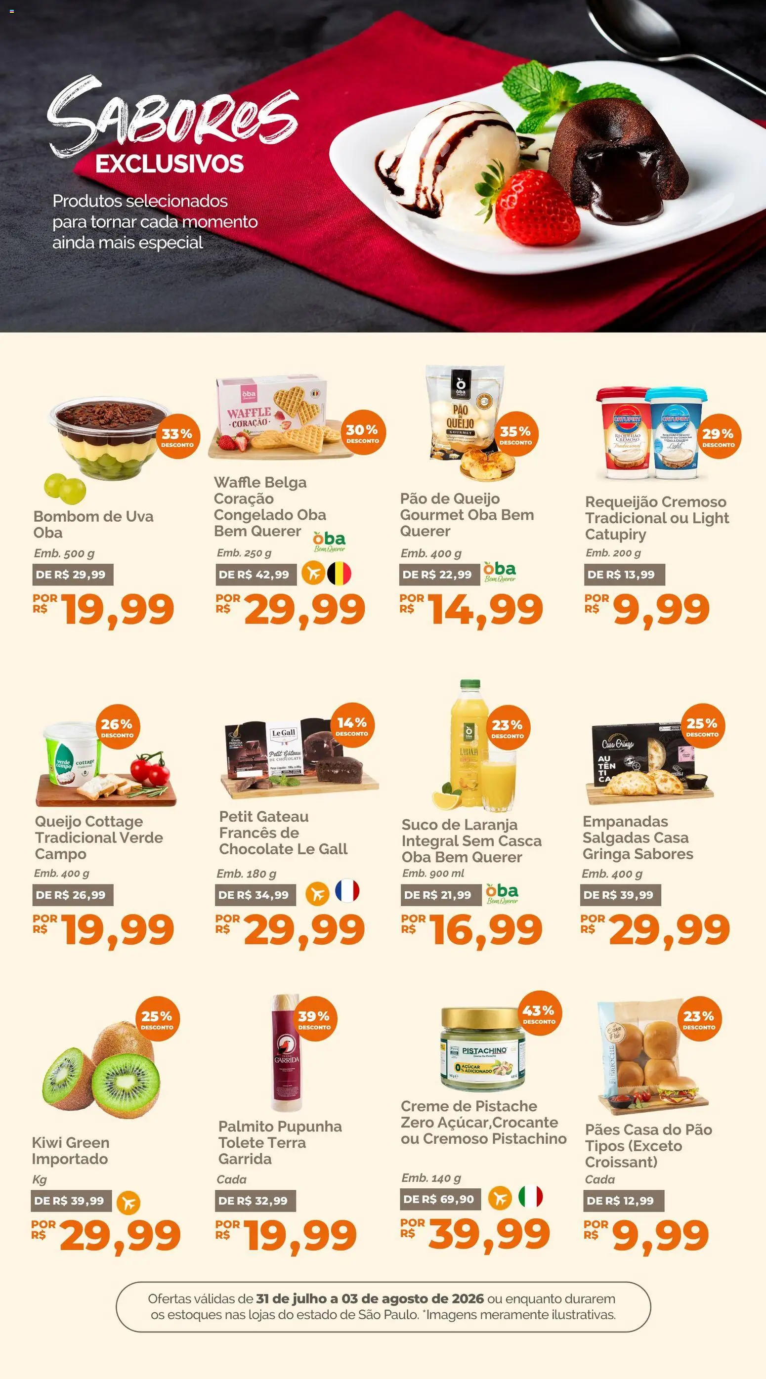 Oba Hortifruti Folheto - válido de 31/07/2026 | Página: 9 | Produtos: Pão, Cottage, Creme, Requeijão