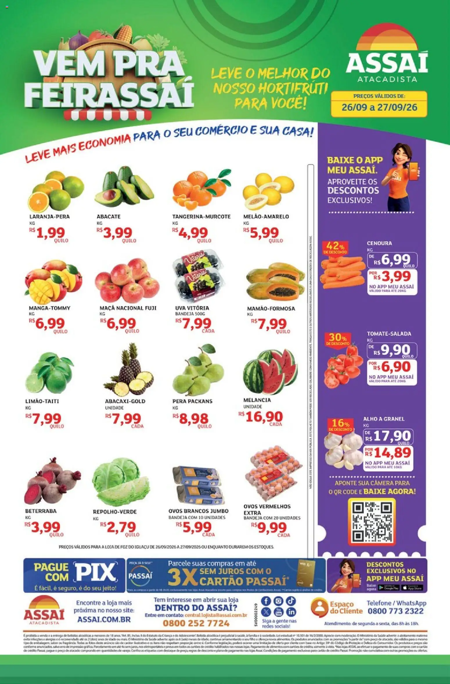 Assaí Atacadista Folheto - válido de 26/09/2026 | Página: 1 | Produtos: Melancia, Uva, Telefone, Câmera