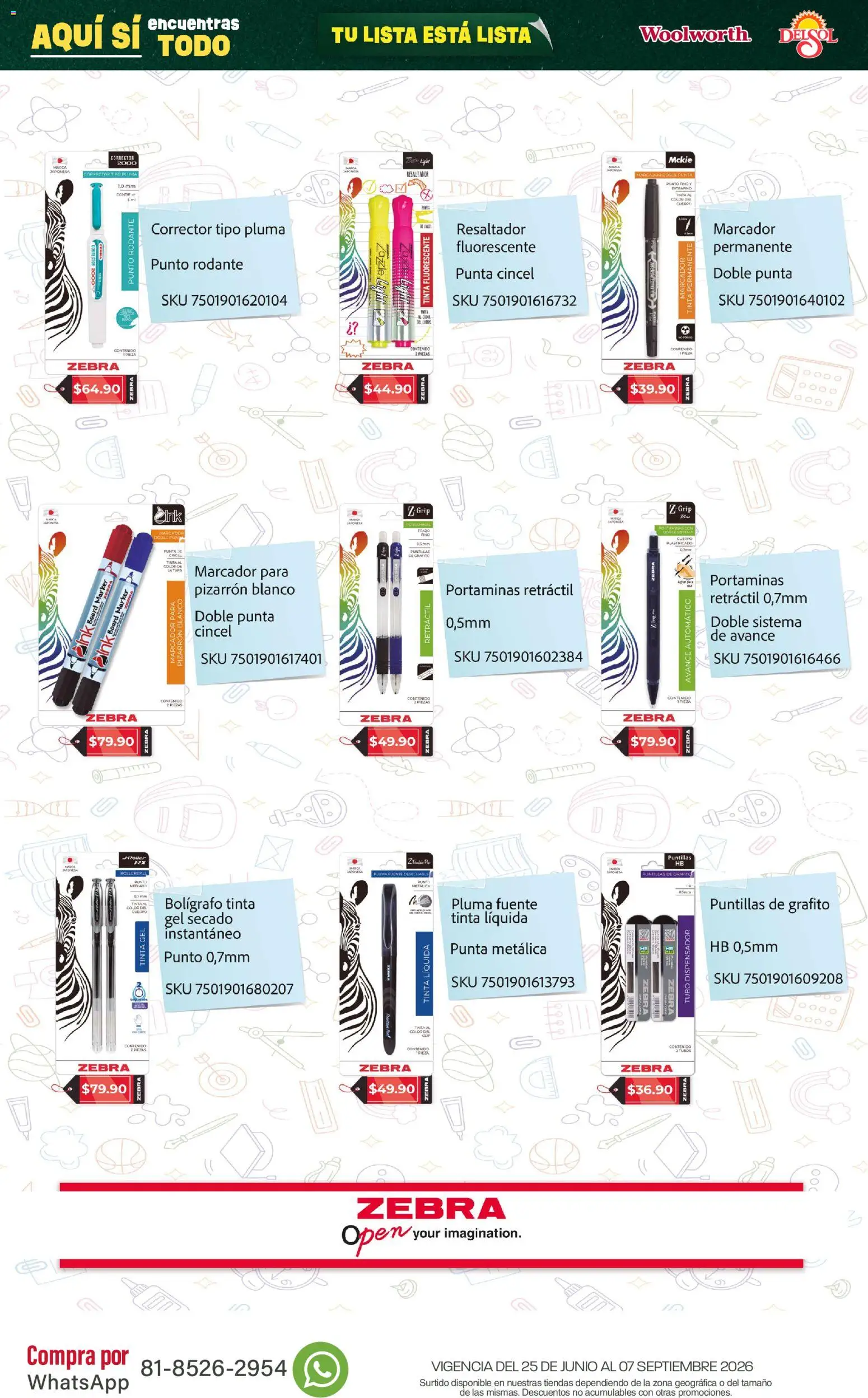 Nuevas ofertas de Del Sol y Woolworth válidas en toda la República Mexicana desde el 25/06/2026. ¡Encuentra las mejores ofertas en Del Sol y Woolworth catálogo Back To School! | Página: 10 | Productos: Fuente, Pizarrón, Contenedor, Corrector