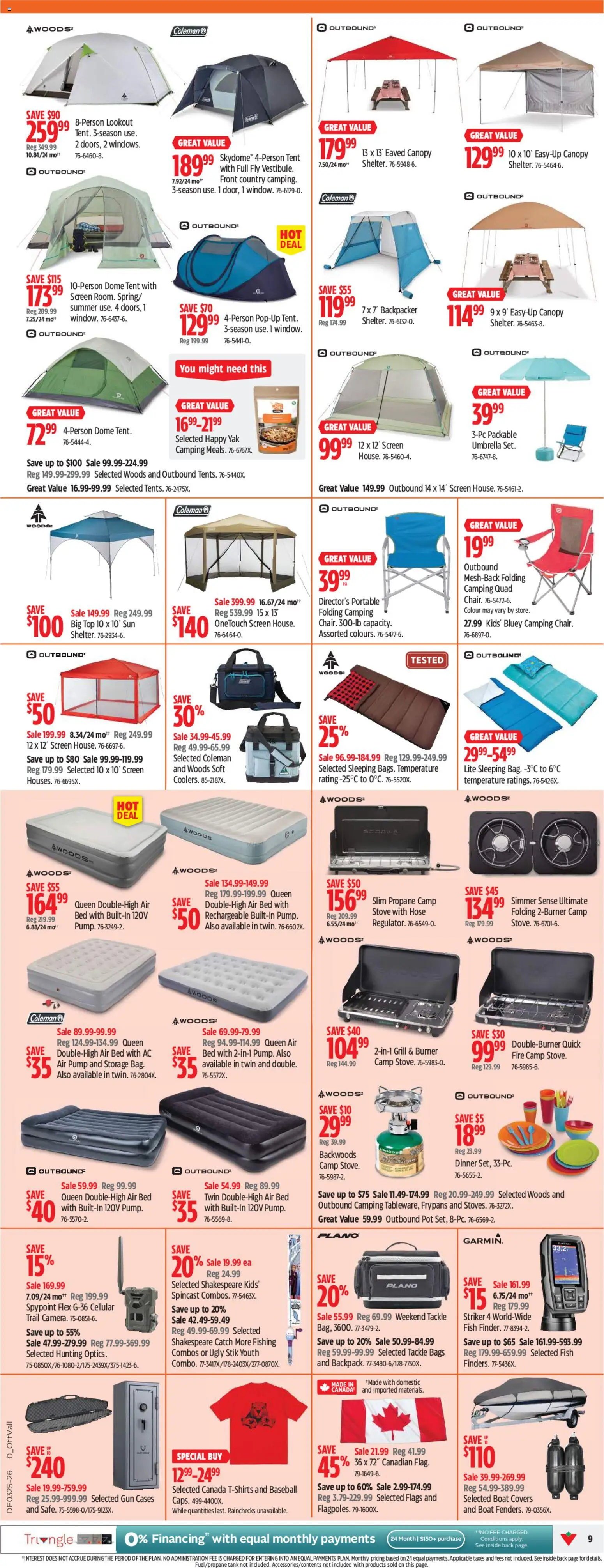 Canadian Tire flyer valid from 18.06.2026 | Page: 9 | Products: Fish, Stove, Grill, Bed