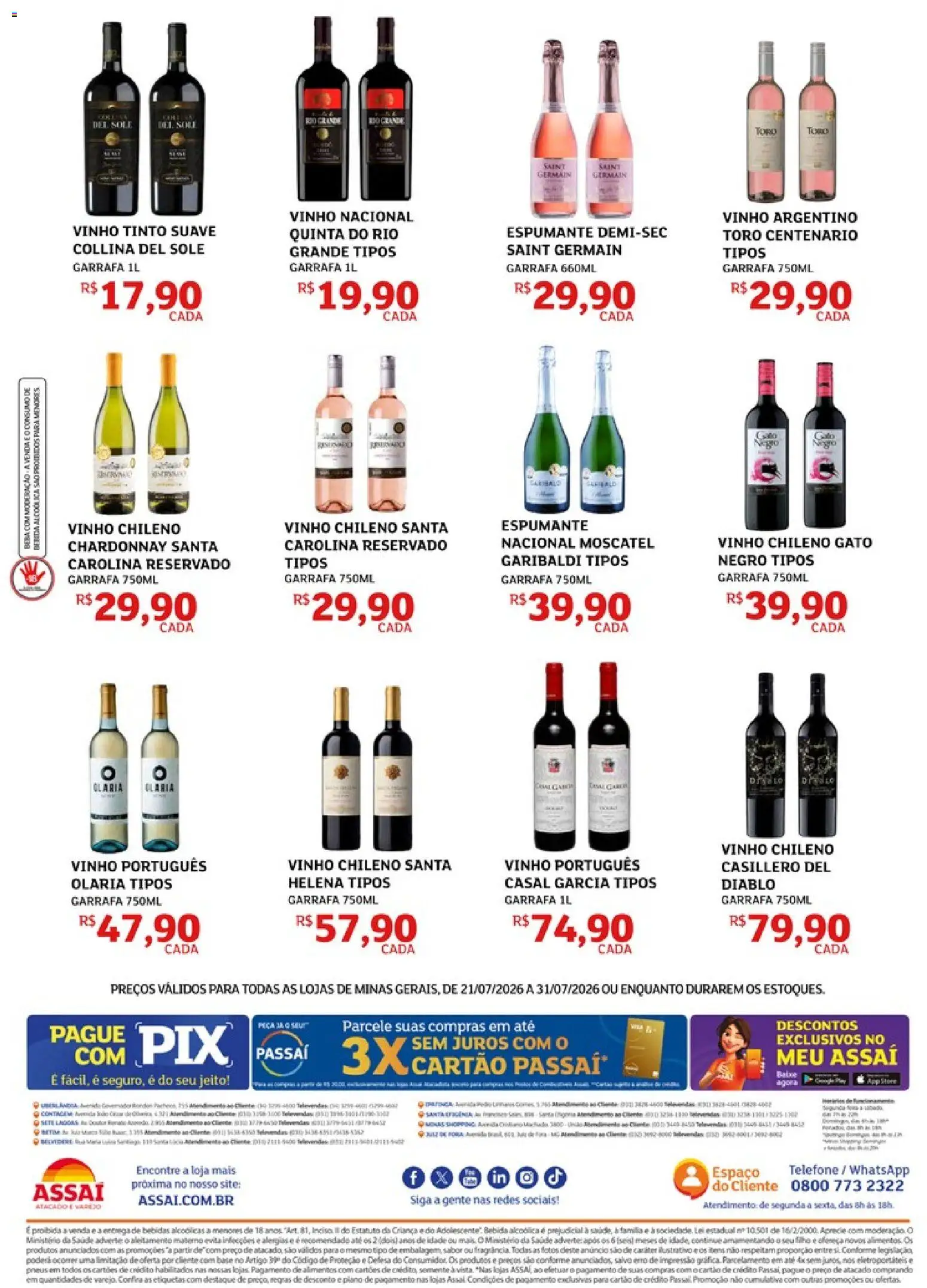 Assaí Atacadista Folheto - válido de 21/07/2026 | Página: 2 | Produtos: Espumante, Base, Bebida, Telefone