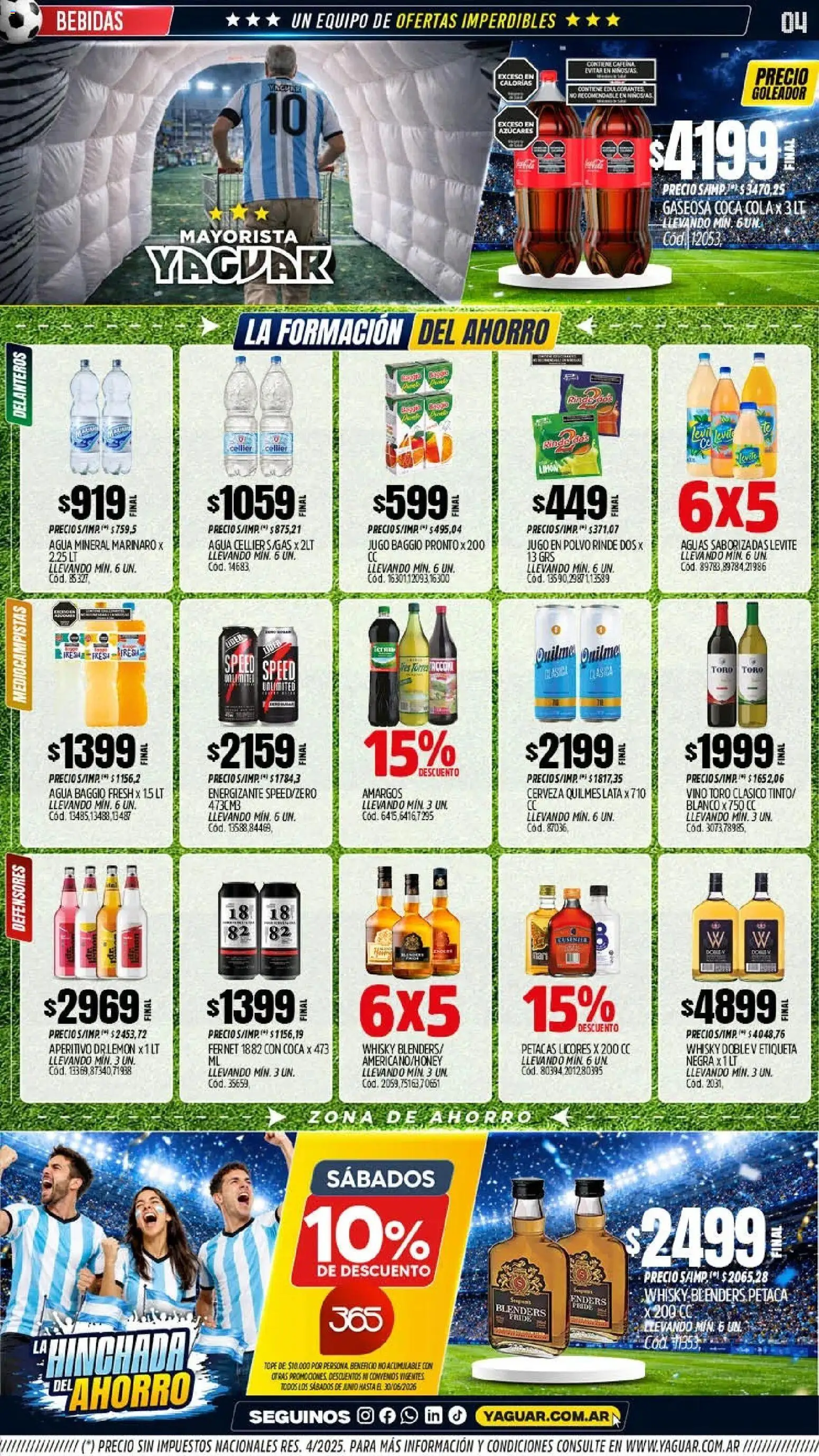 Yaguar - Oferta Semanal Jujuy │ válido desde el 08.06.2026 | Página: 4 | Productos: Whisky, Polvo, Fernet, Agua