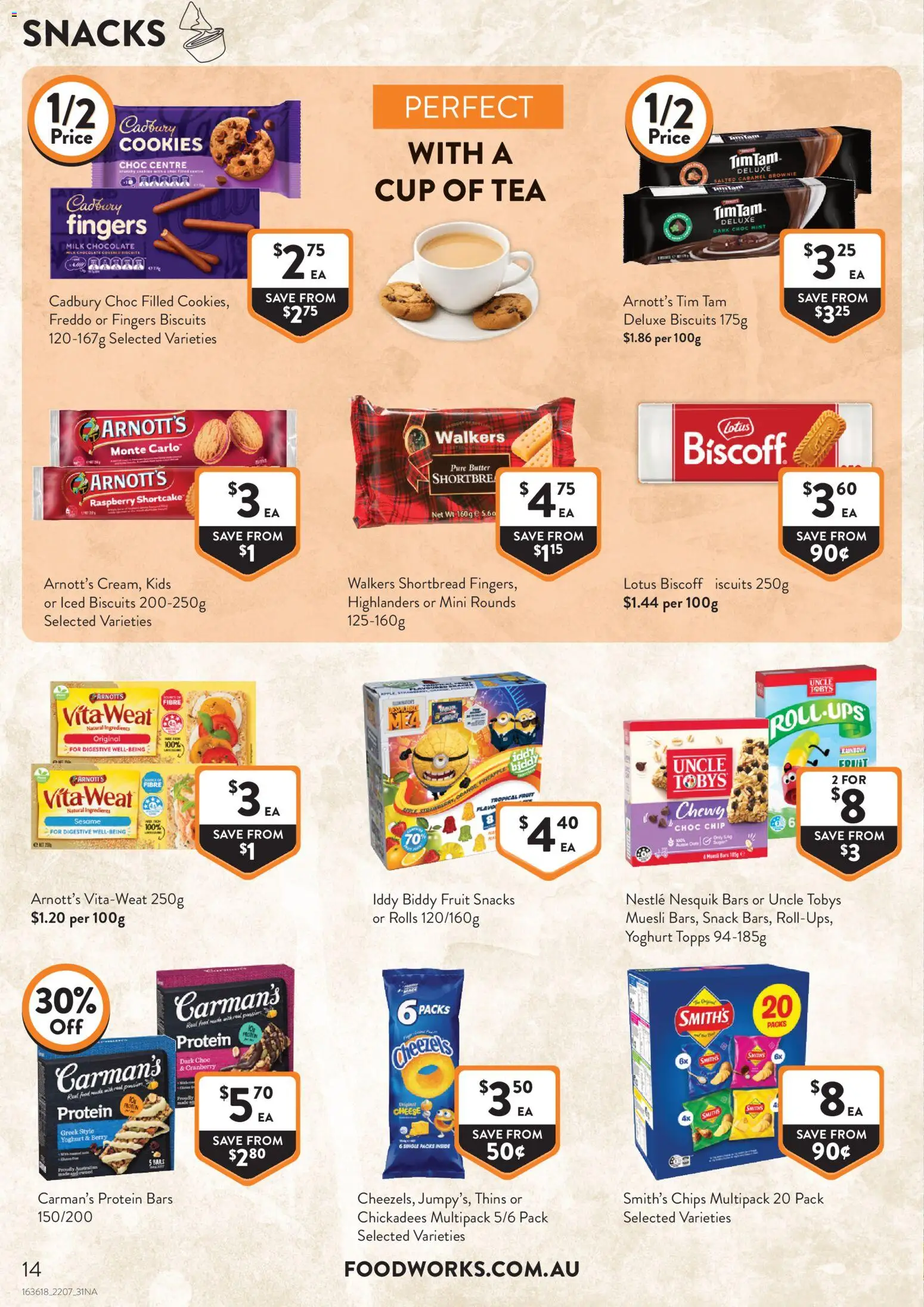 Foodworks catalogue - valid from 22/07/2026 | Page: 14 | Products: Milk, Butter, Chocolate, Chips