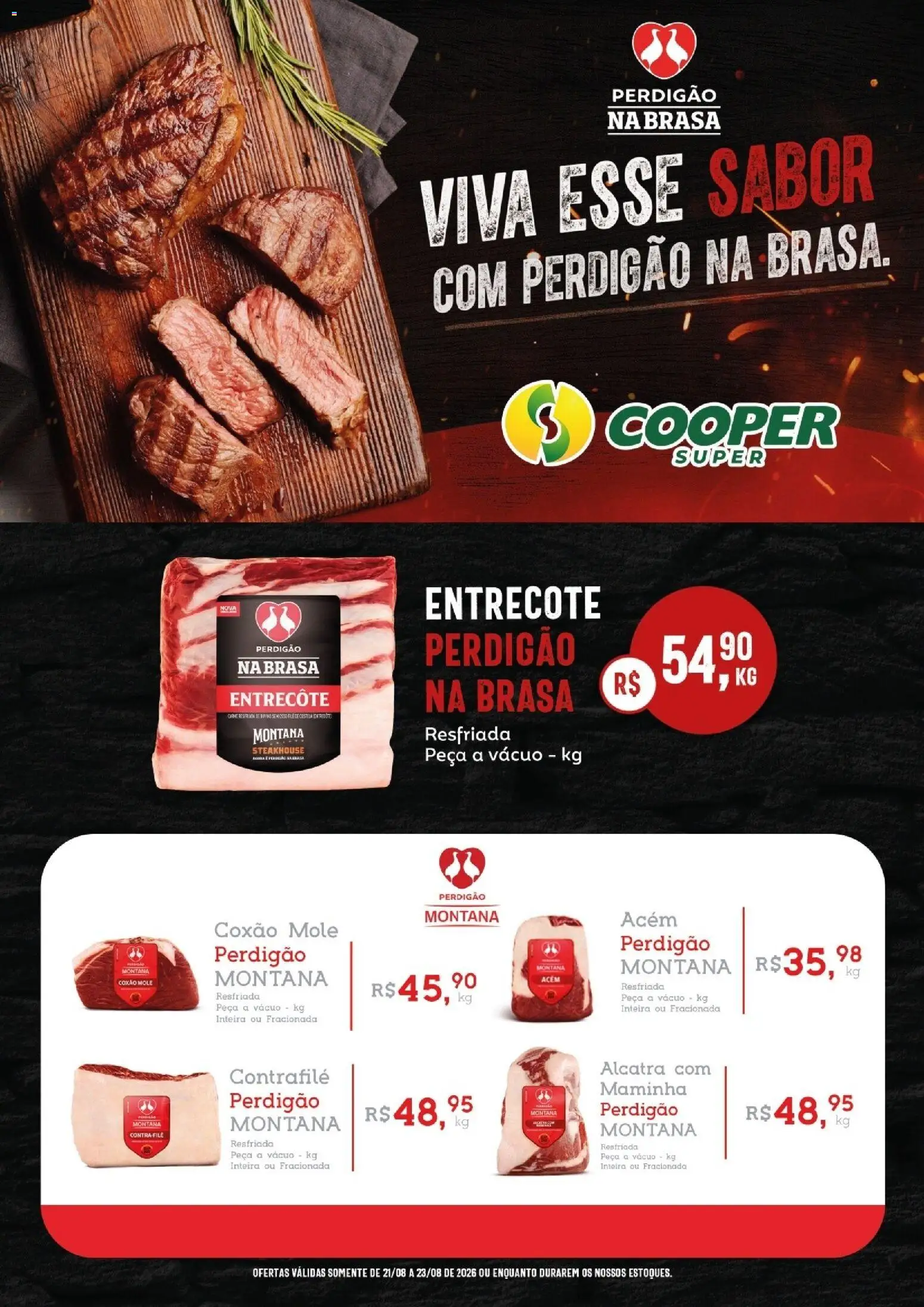 Cooper Folheto - válido de 21/08/2026 | Página: 1 | Produtos: Coxão mole, Acém, Alcatra, Contra filé