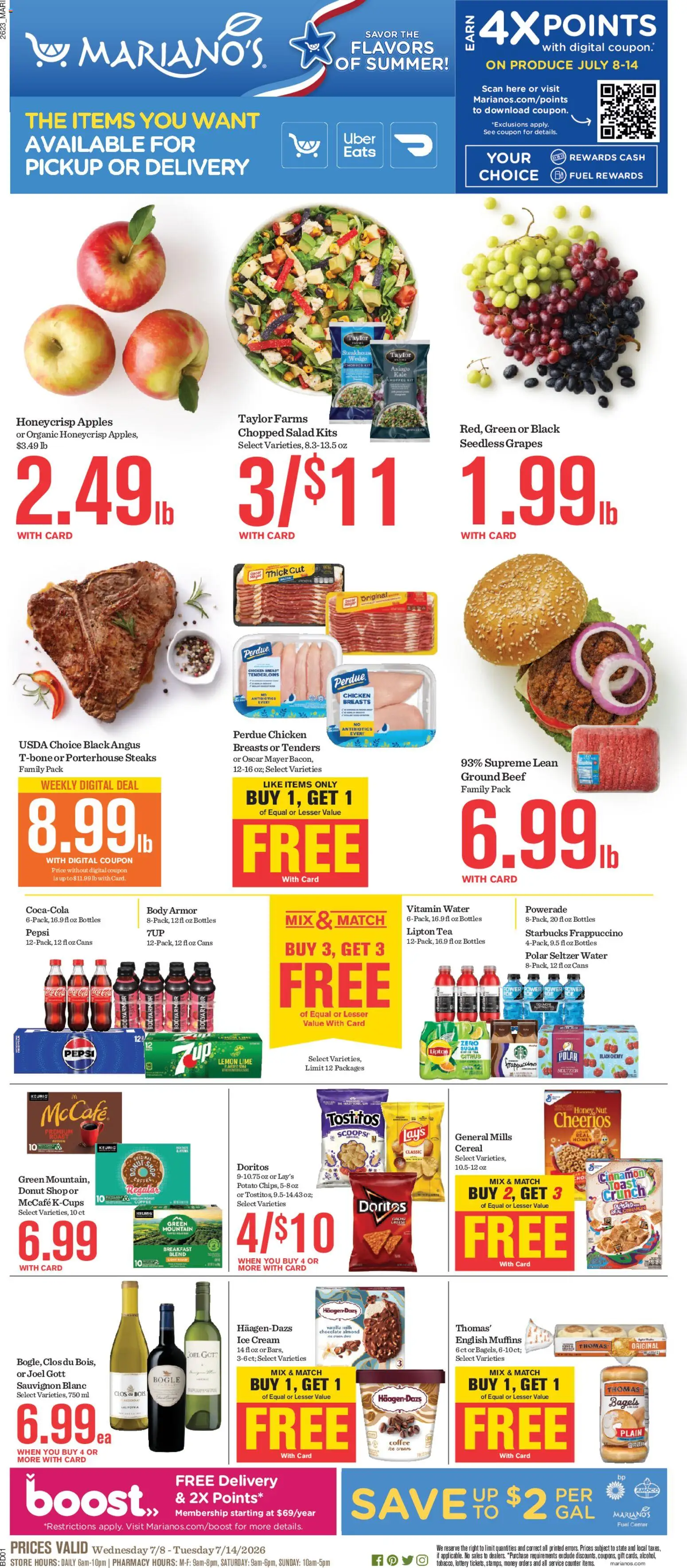 Mariano's Weekly Ad - valid from 07/08/2026 | Page: 1 | Products: Milk, Chocolate, Cream, Ice cream