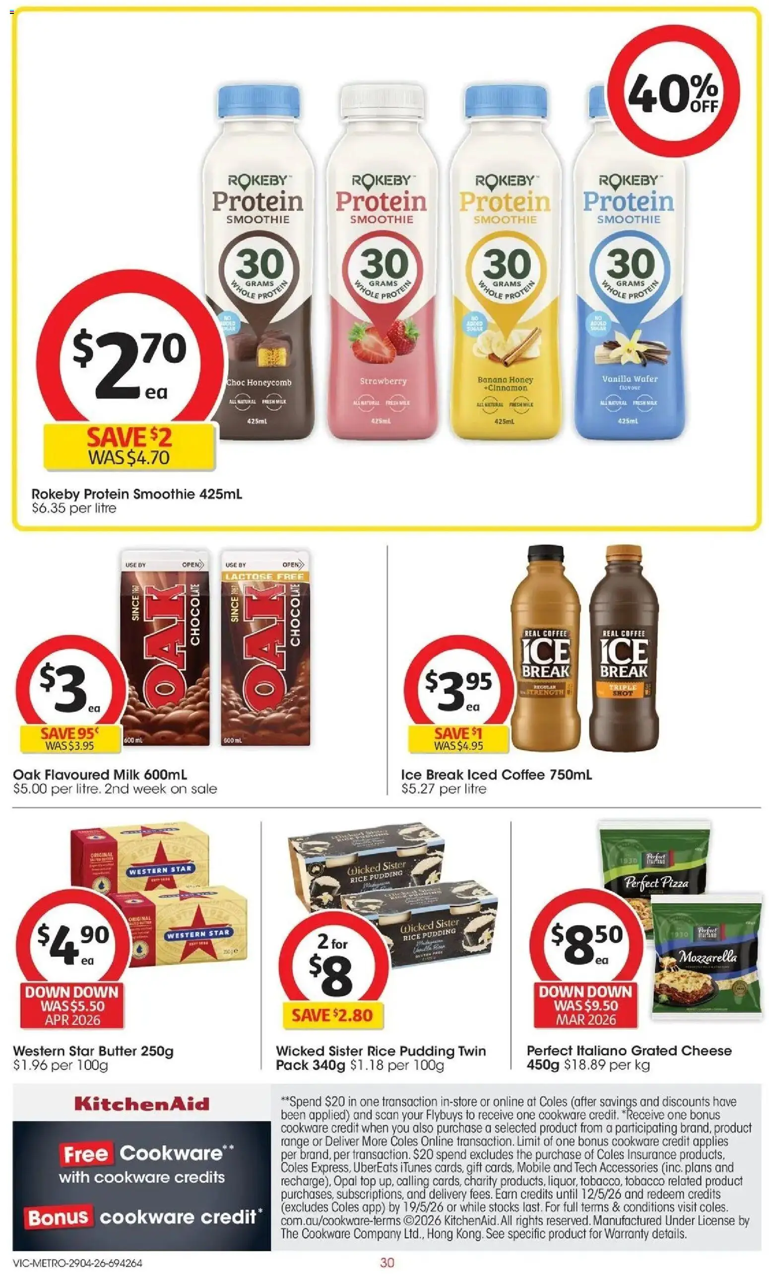 Coles catalogue - valid from 28.04.2026 | Page: 30 | Products: Milk, Pizza, Honey, Sugar