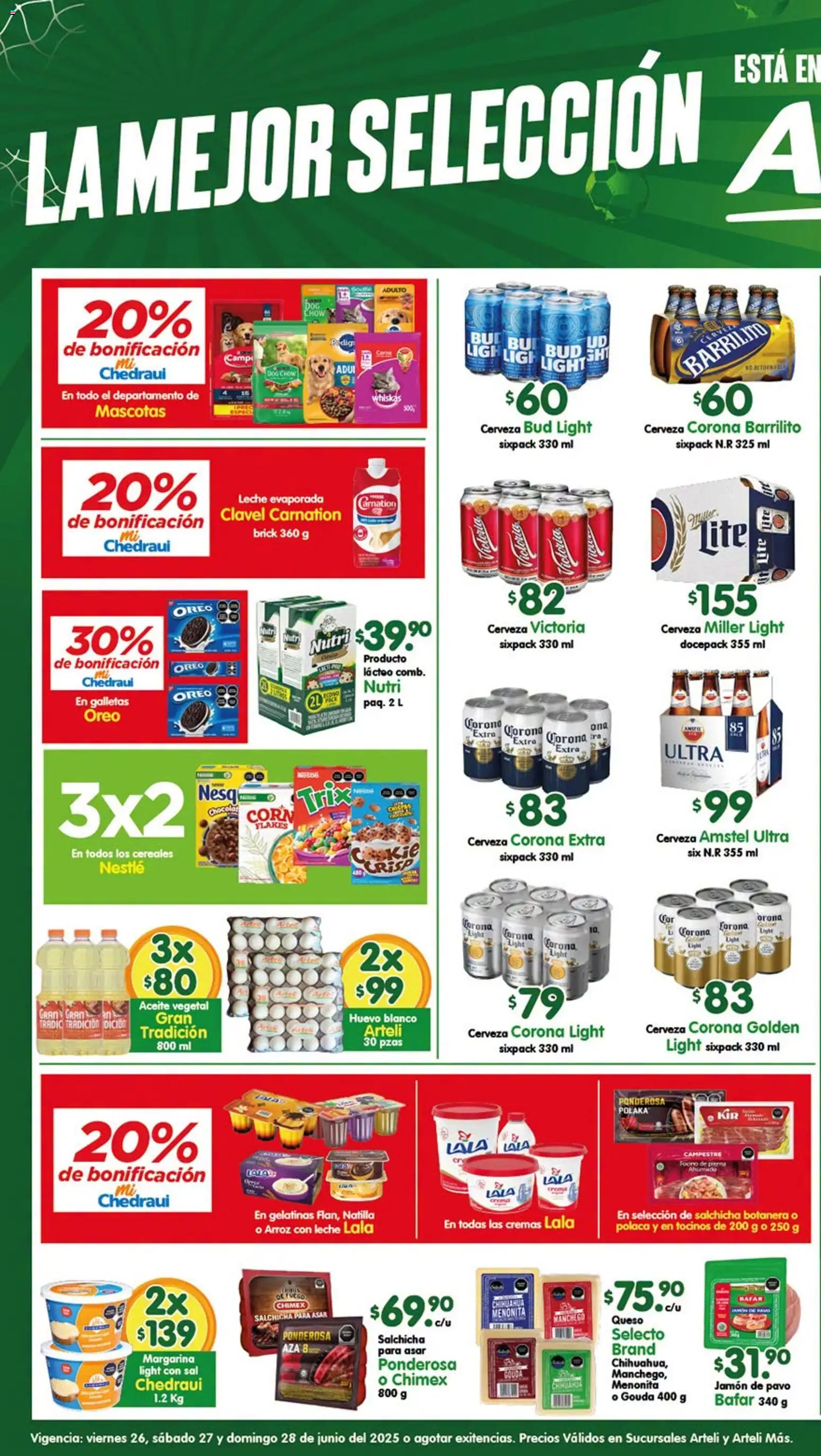 Nuevas ofertas de Arteli válidas en toda la República Mexicana desde el 26/06/2026. ¡Encuentra las mejores ofertas en Arteli folleto Tuxpan! | Página: 1 | Productos: Tocino, Salchicha, Leche, Queso