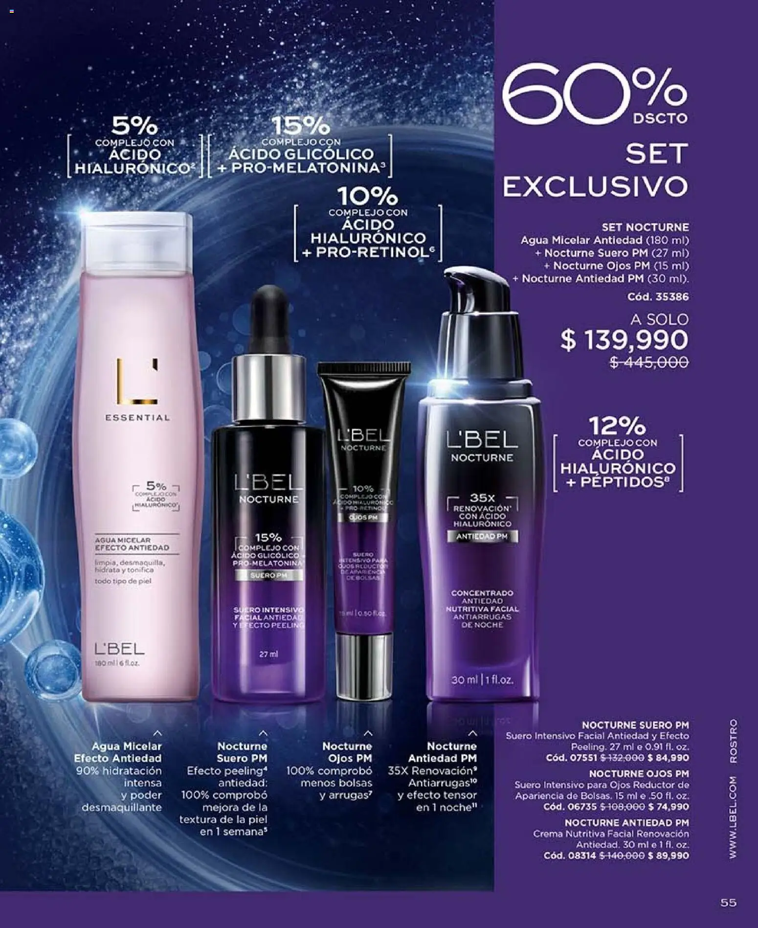 L'Bel revista - valida desde el 30/10/2026 | Página: 55 | Productos: Agua micelar, Crema, Desmaquillante, Peeling