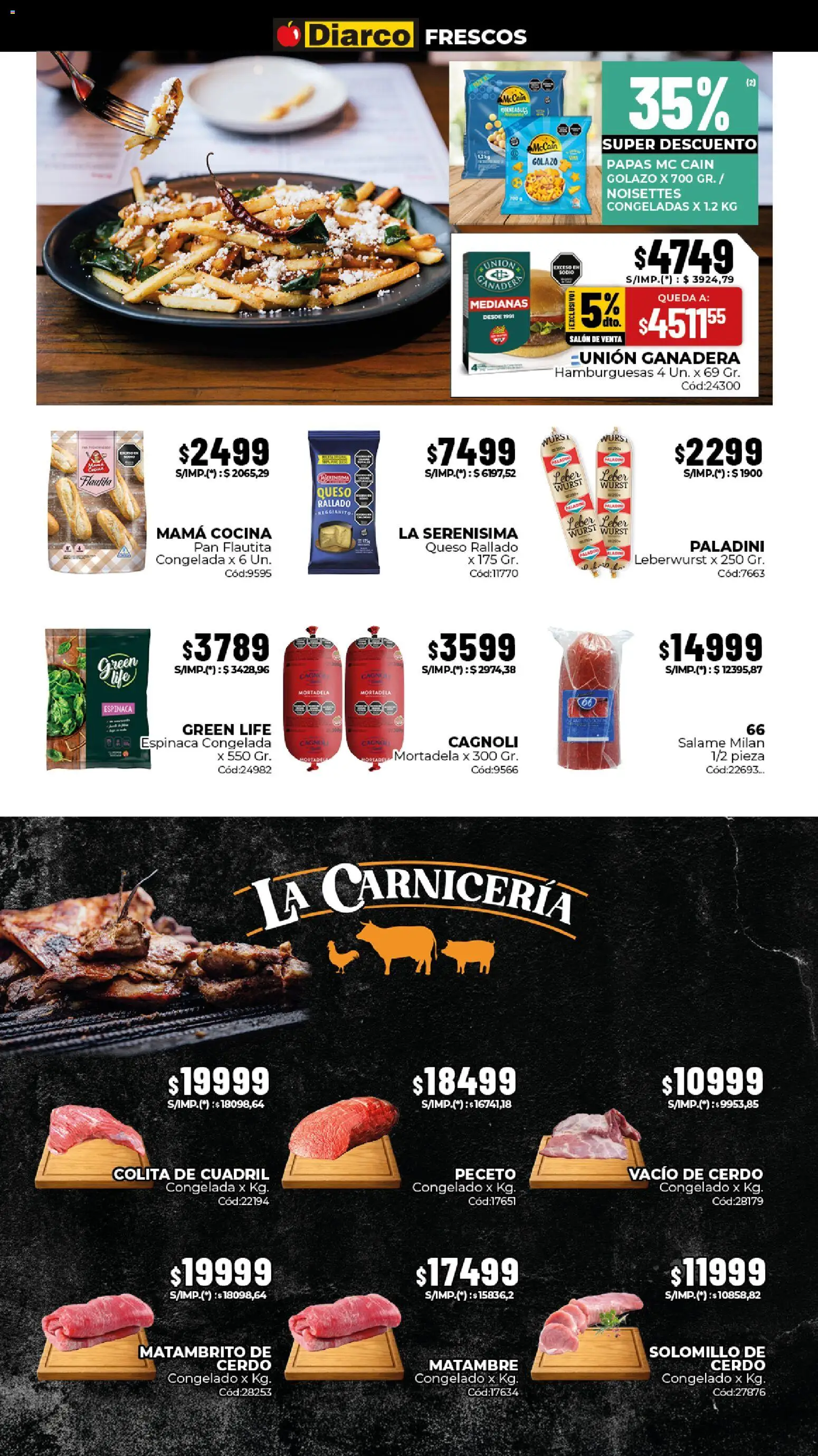 Diarco - Ofertas Interior │ válido desde el 13/07/2026 | Página: 10 | Productos: Mortadela, Salame, Cerdo, Espinaca