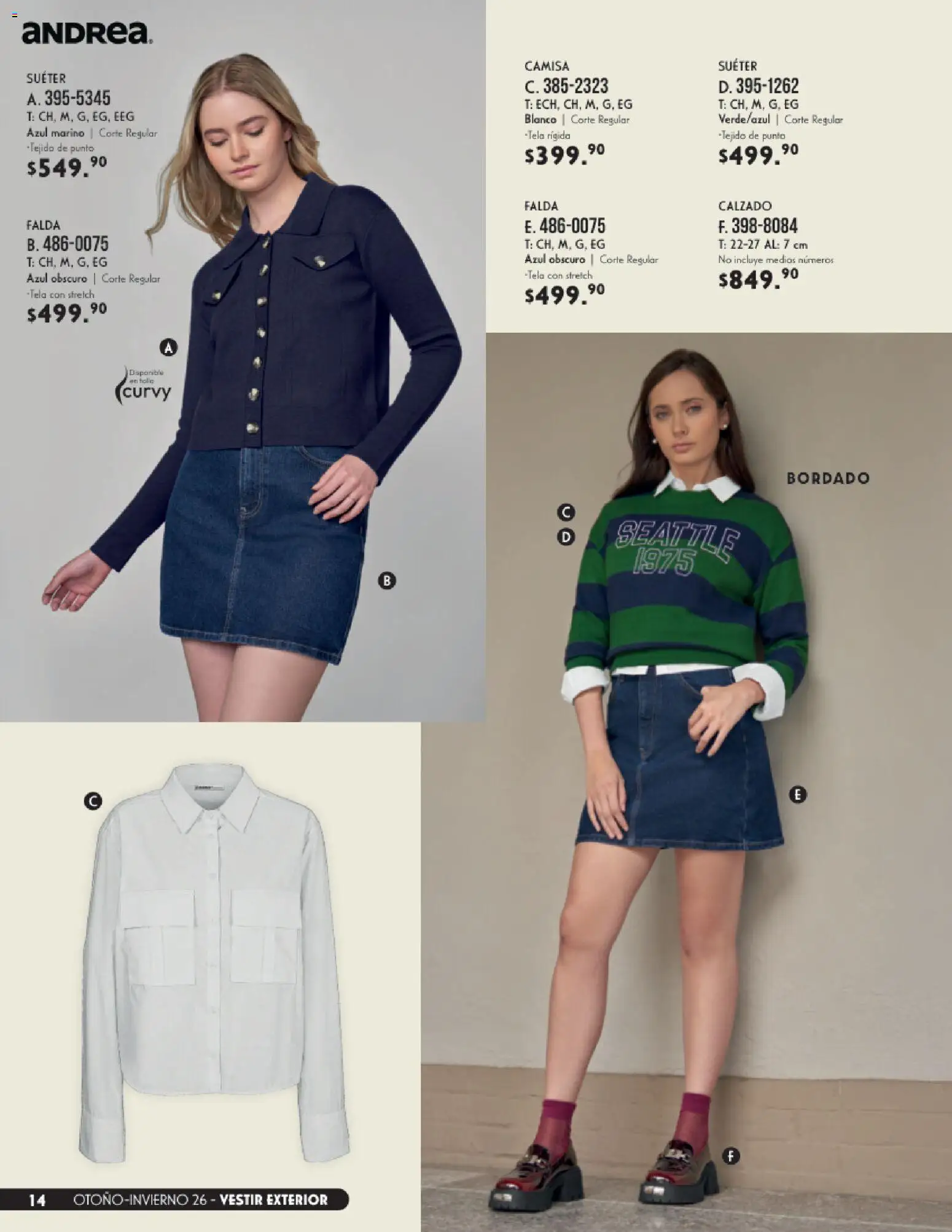 Nuevas ofertas de Andrea válidas en toda la República Mexicana desde el 23/08/2026. ¡Encuentra las mejores ofertas en Andrea catálogo Vestir! | Página: 14 | Productos: Suéter, Camisa, Falda