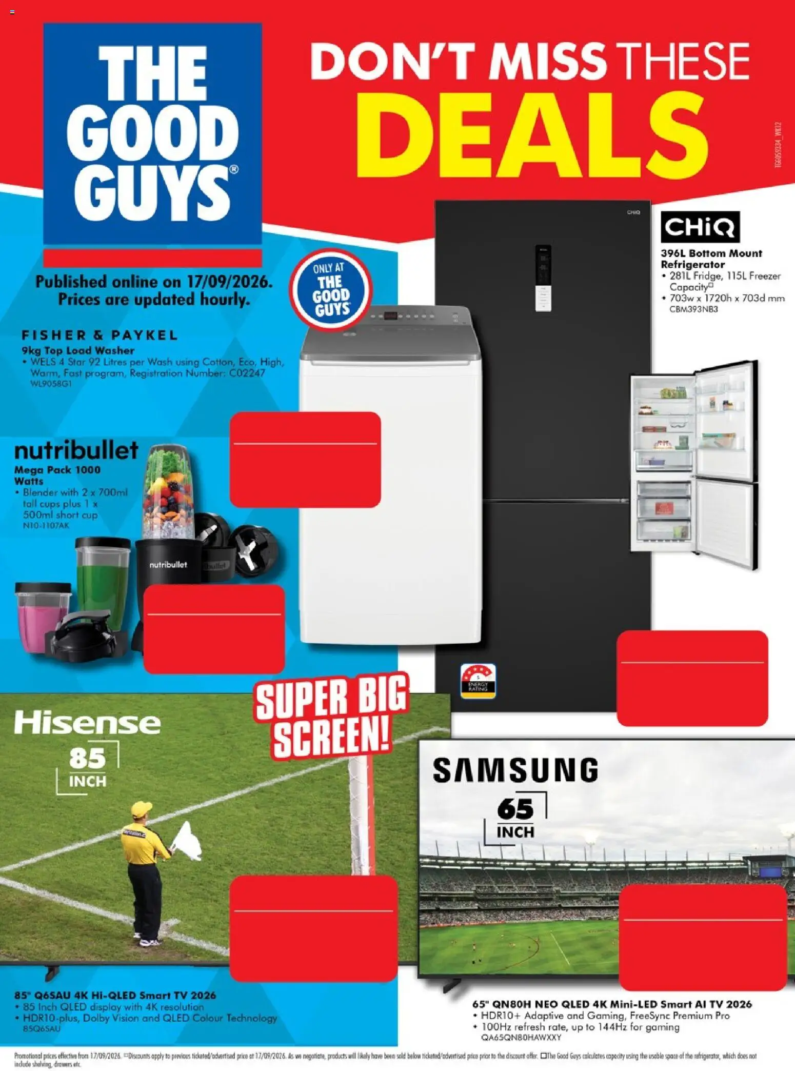 The Good Guys catalogue - valid from 16/09/2026 | Page: 2 | Products: Blender, Refrigerator, Washer, Screen