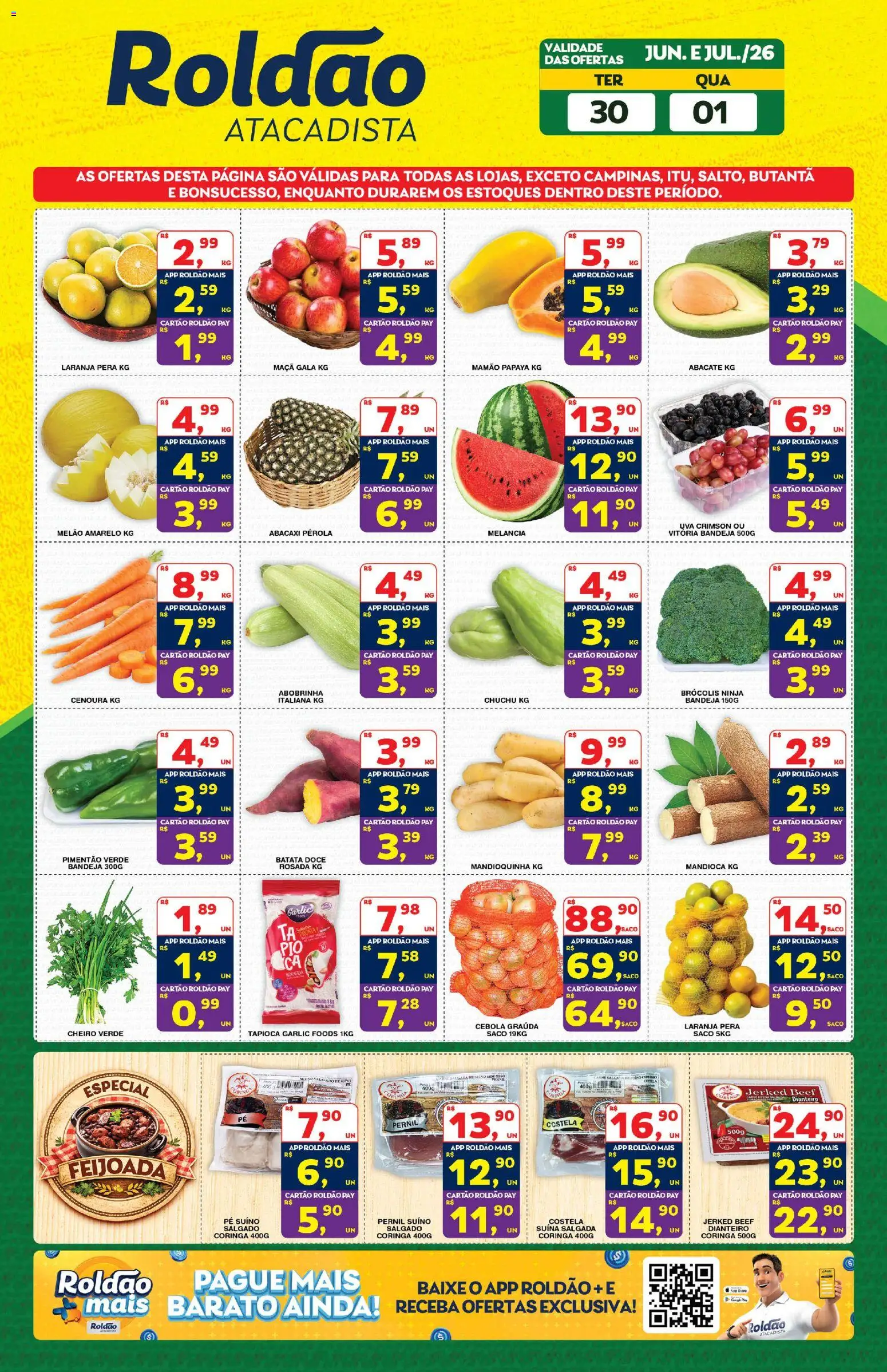 Roldão Folheto - válido de 29/06/2026 | Página: 2 | Produtos: Abobrinha, Pernil, Mamão, Batata