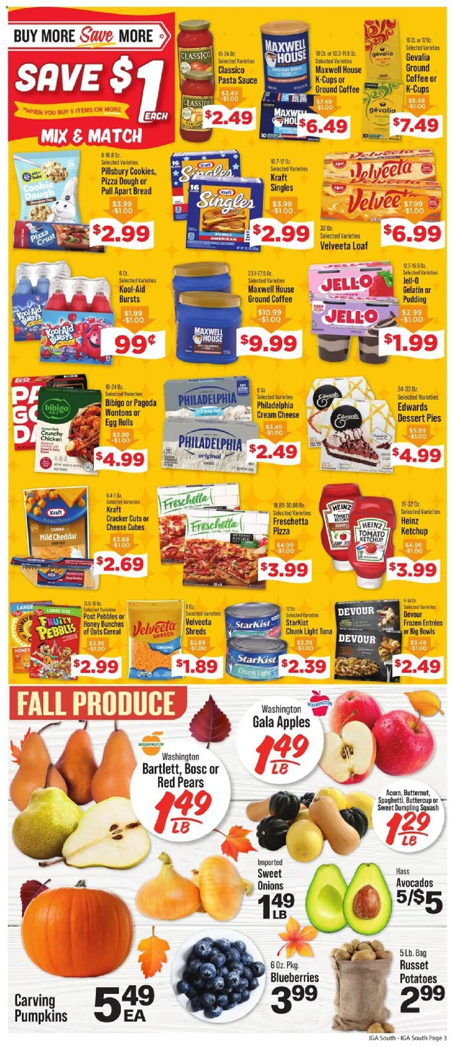 IGA Weekly Ad - valid from 09/30/2026 | Page: 7 | Products: Coffee, Pizza, Potatoes, Pears