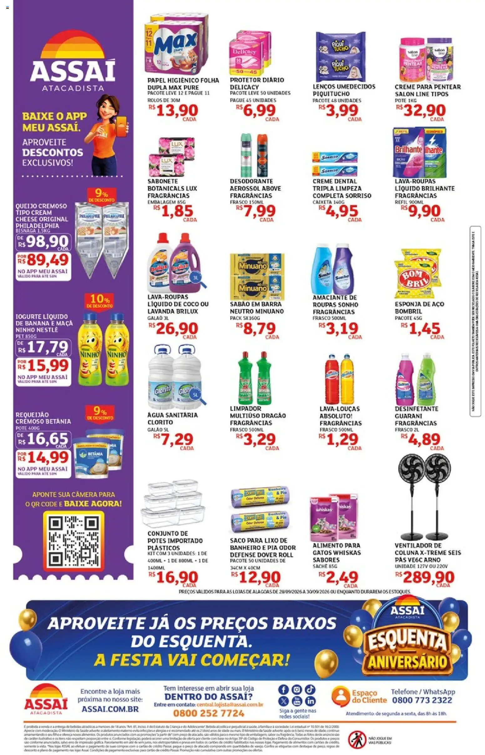Assaí Atacadista Folheto - válido de 28/09/2026 | Página: 2 | Produtos: Saco para lixo, Queijo cremoso, Sabonete, Câmera