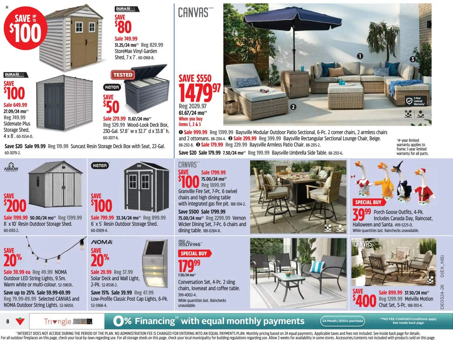 Canadian Tire flyer valid from 11.06.2026 | Page: 8 | Products: Cap, Umbrella, Table, Coffee