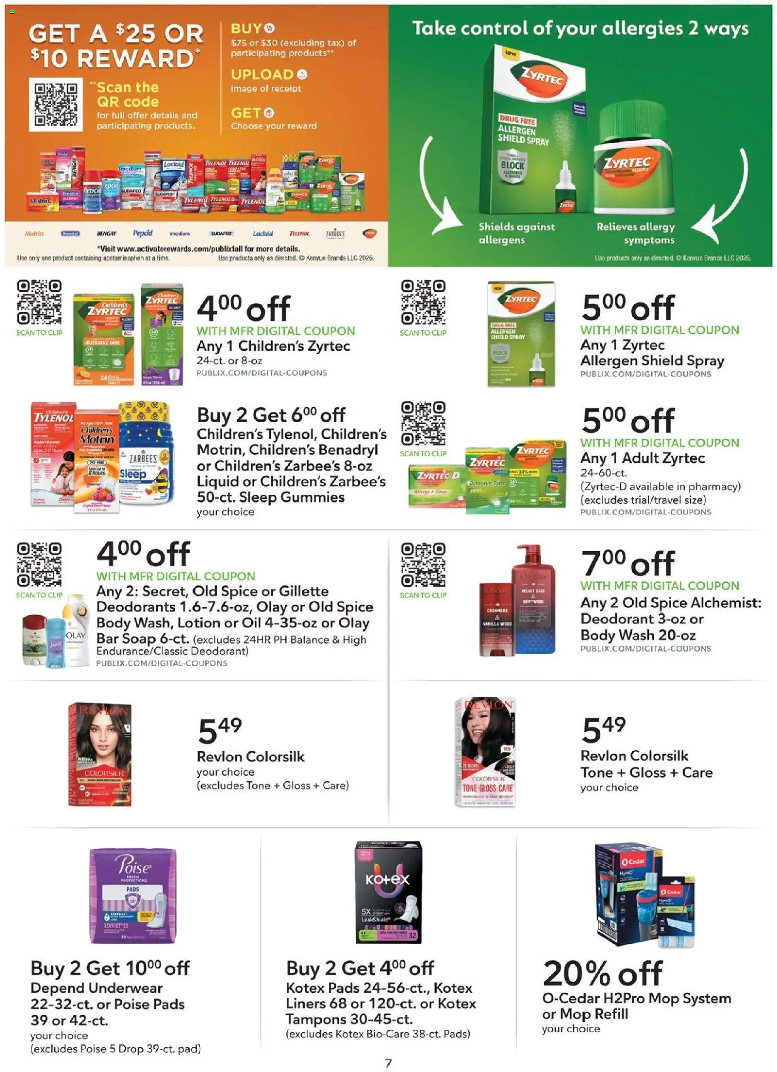 Publix Extra Savings - valid from 09/09/2026 | Page: 7 | Products: Deodorant, Pads, Tampons, Mop