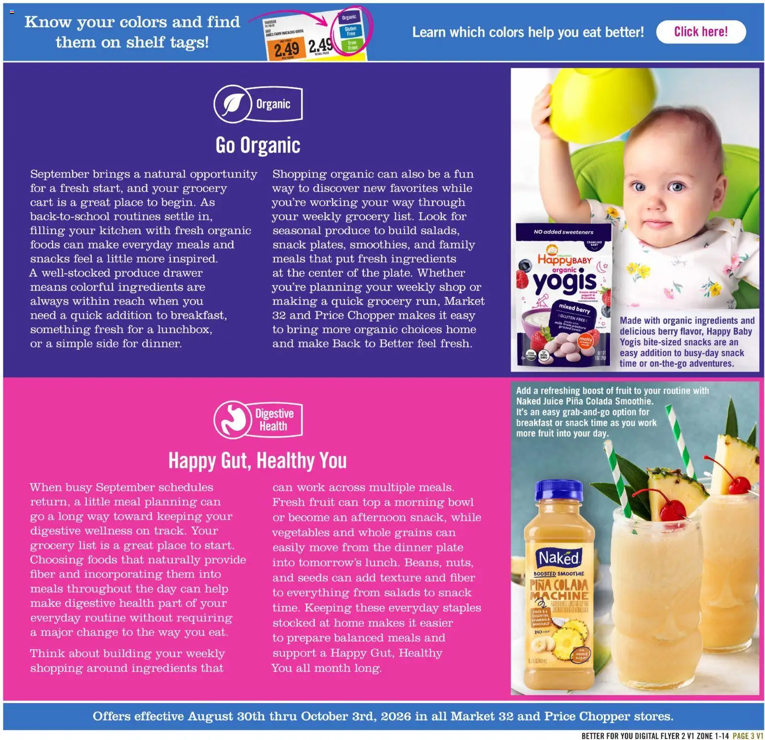 Price Chopper Better For You - valid from 09/13/2026 | Page: 3 | Products: Shelf, Juice, Vegetables, Fruit