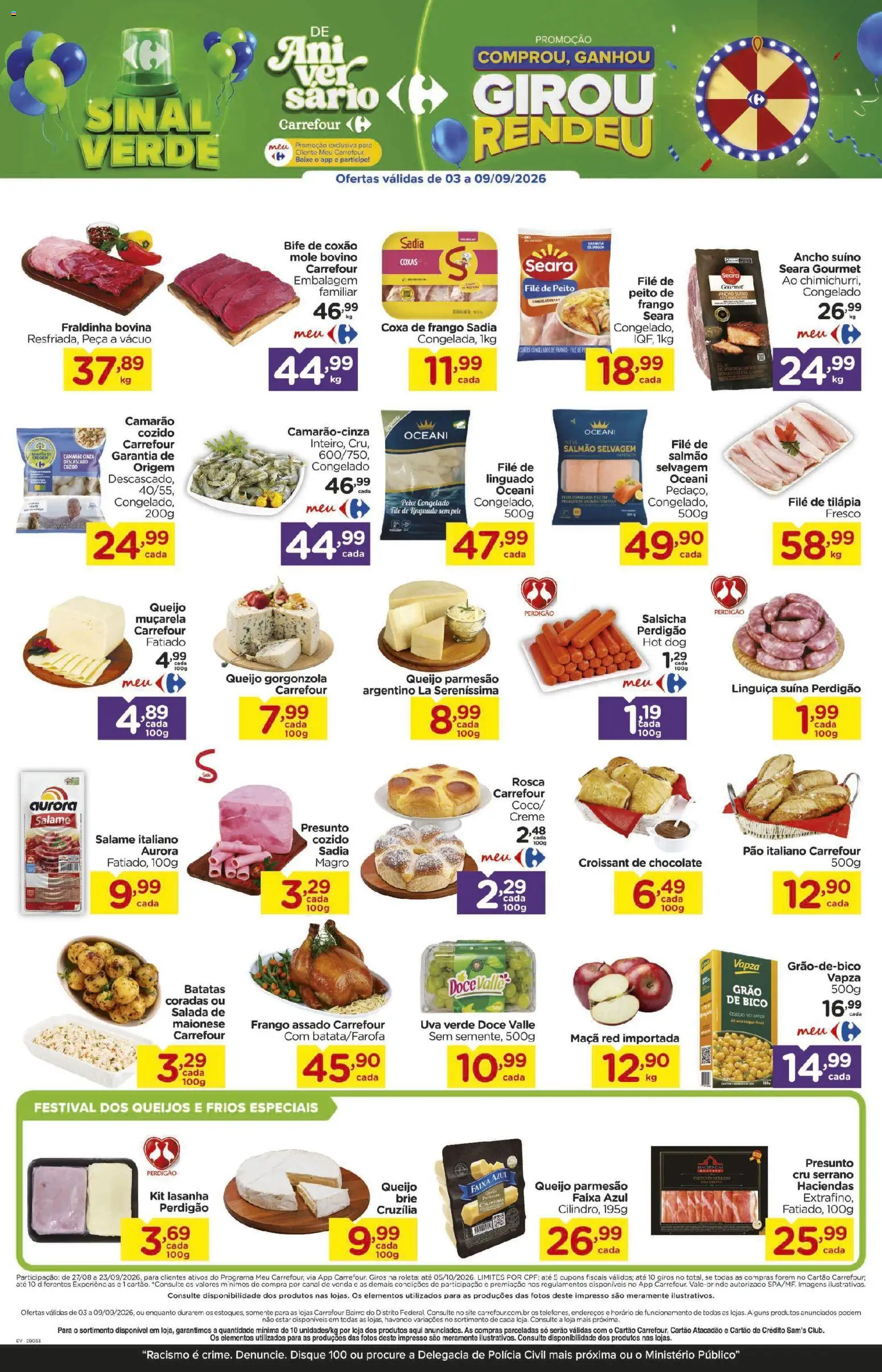 Carrefour Bairro Folheto - válido de 03/09/2026 | Página: 2 | Produtos: Pão, Muçarela, Queijo parmesão, Filé de tilápia