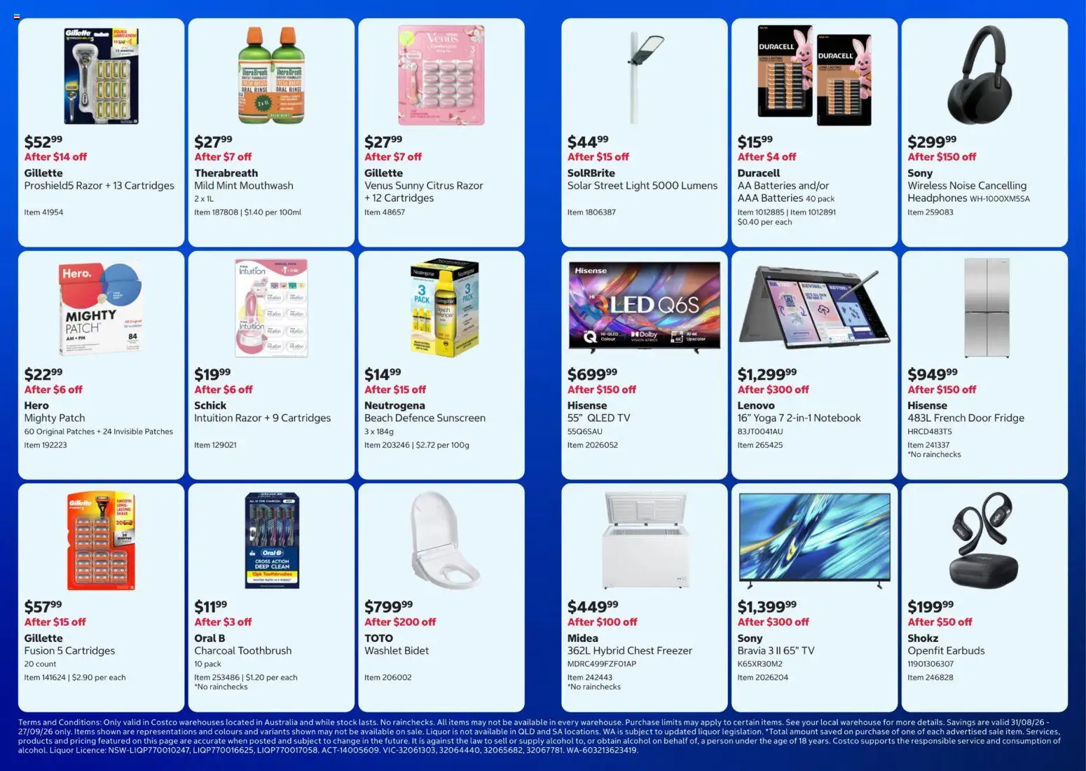 Costco catalogue - valid from 31/08/2026 | Page: 2 | Products: Batteries, Tv, Freezer, Citrus