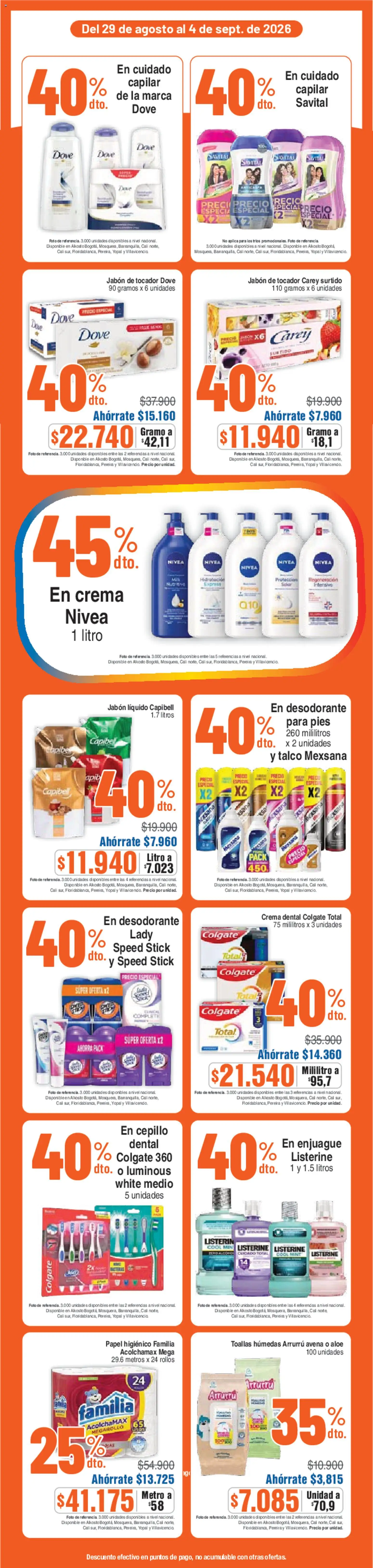 Alkosto revista - valida desde el 29/08/2026 | Página: 6 | Productos: Avena, Jabón líquido, Toallas, Jabón