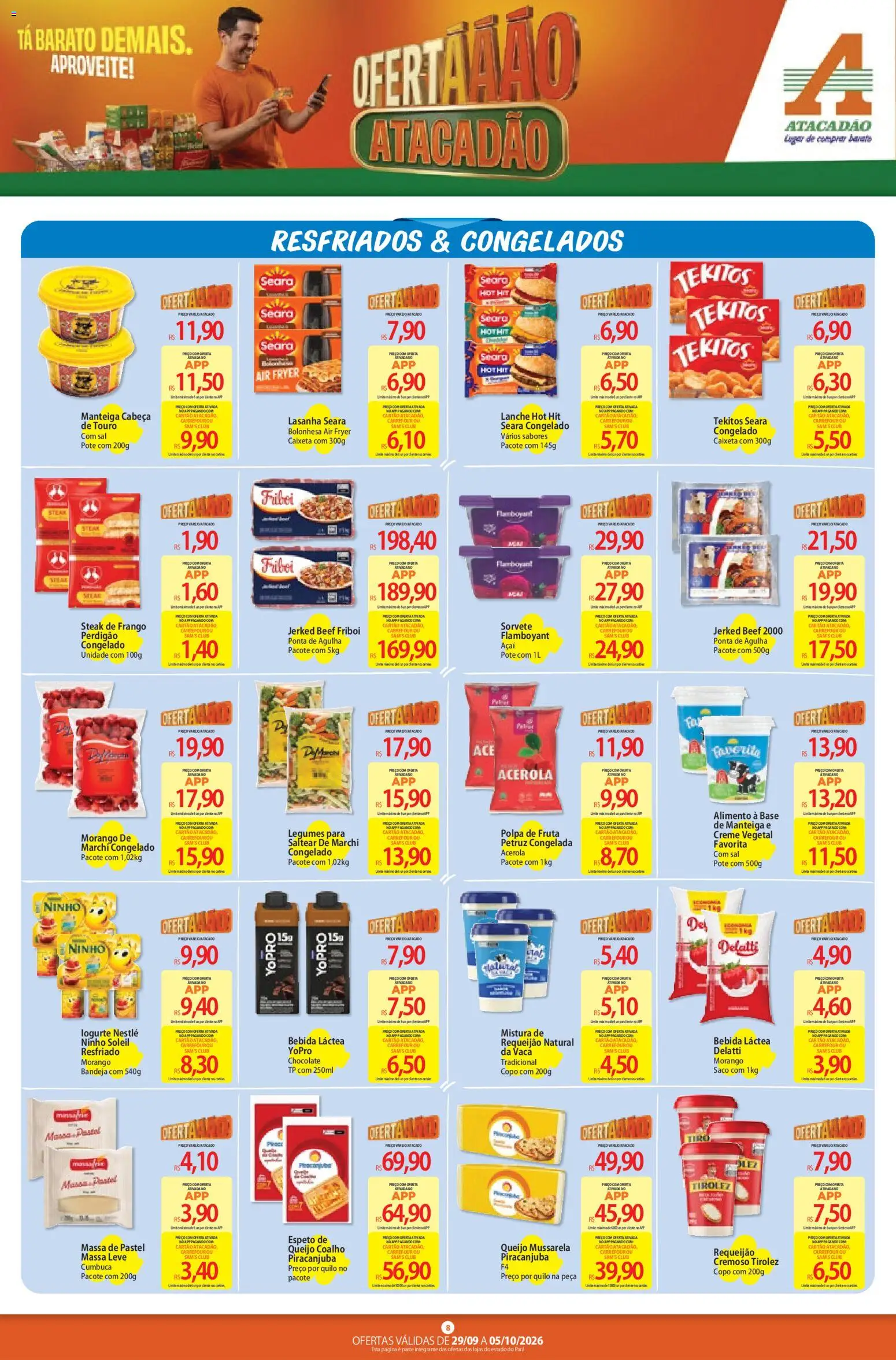 Atacadão Folheto - válido de 29/09/2026 | Página: 8 | Produtos: Lasanha, Bebida, Bandeja, Sal