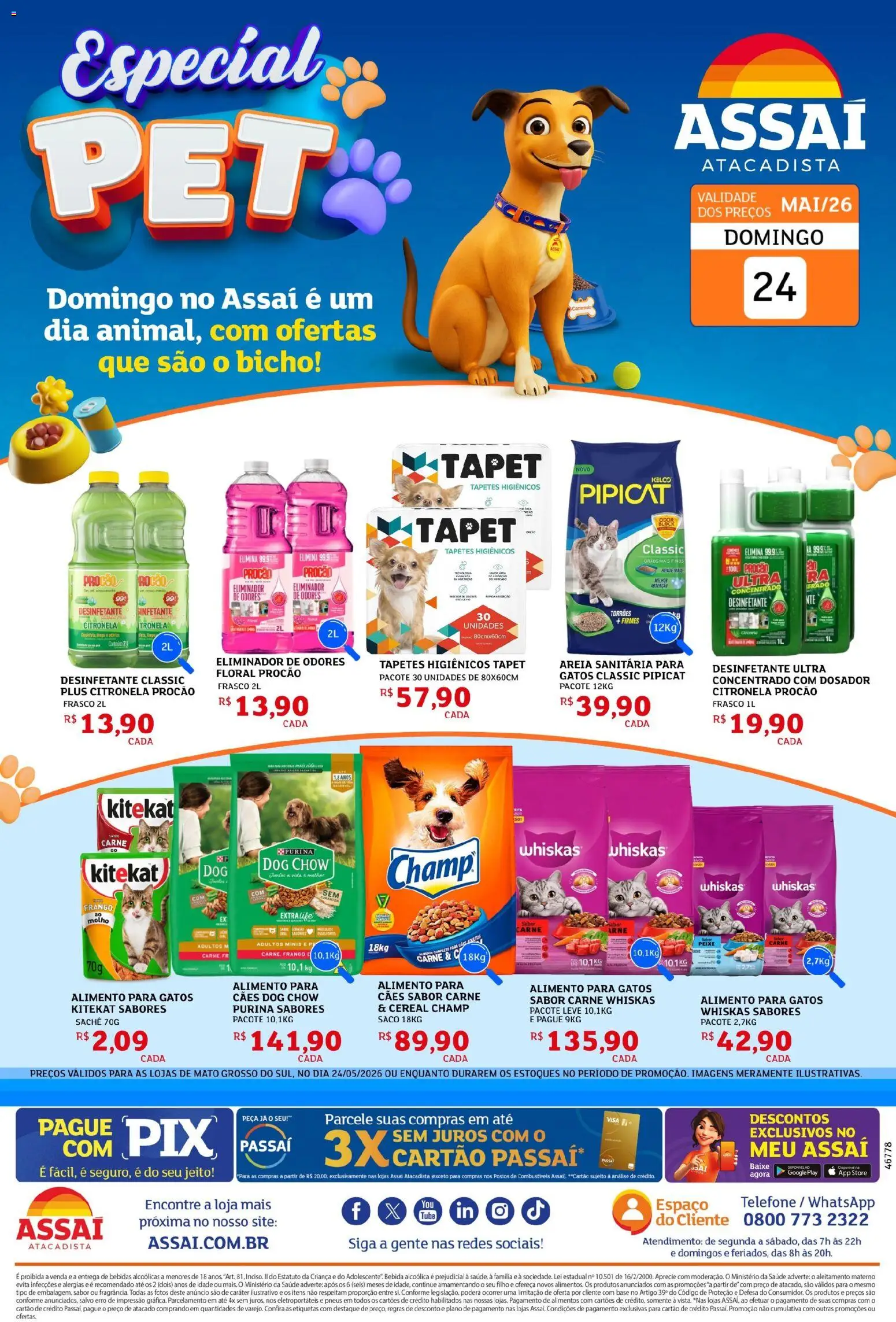 Assaí Atacadista Folheto - válido de 24.05.2026 | Página: 1 | Produtos: Base, Eliminador de odores, Bebida, Frango
