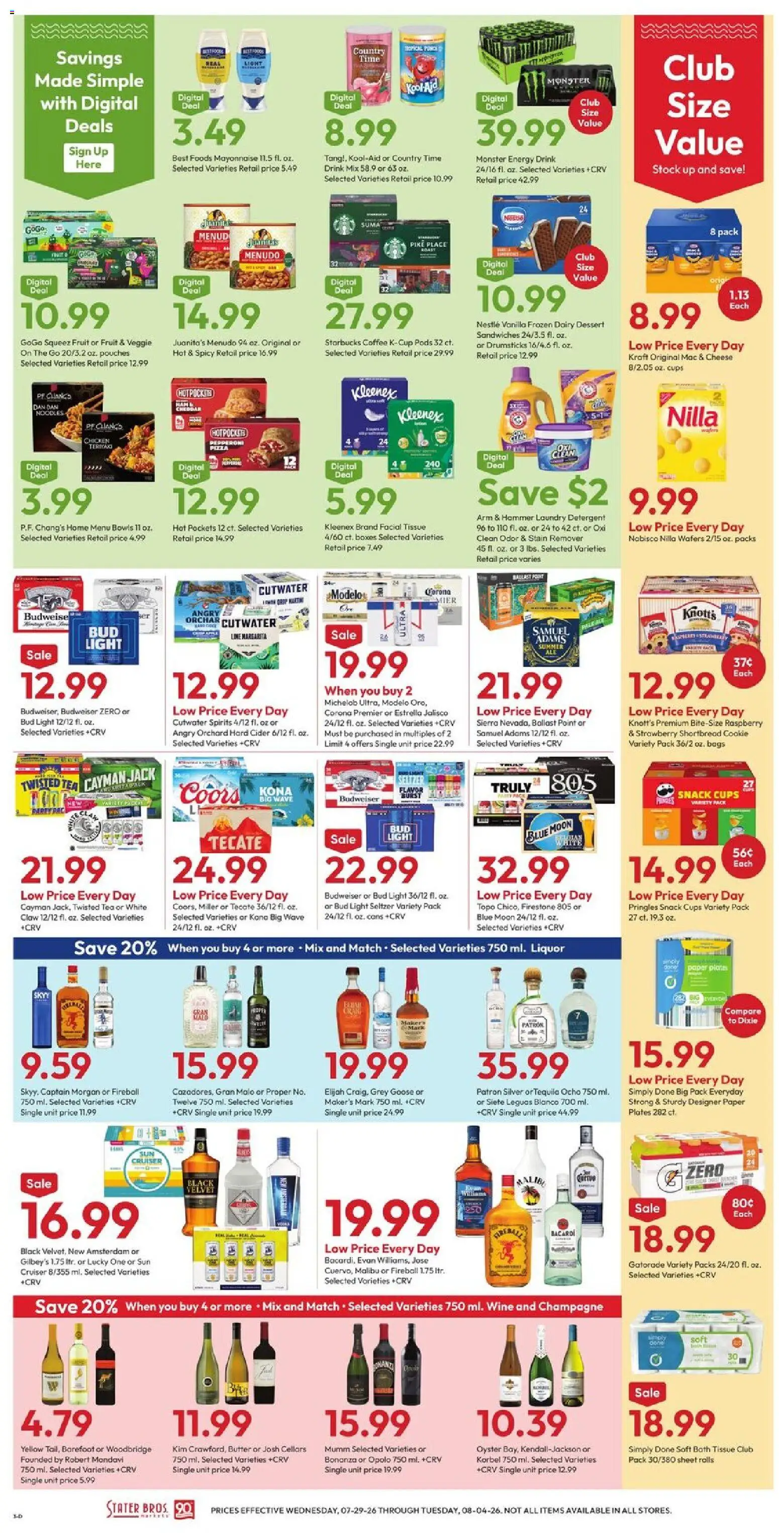 Stater Bros Weekly Ad - valid from 07/29/2026 | Page: 3 | Products: Cider, Butter, Noodles, Mayonnaise