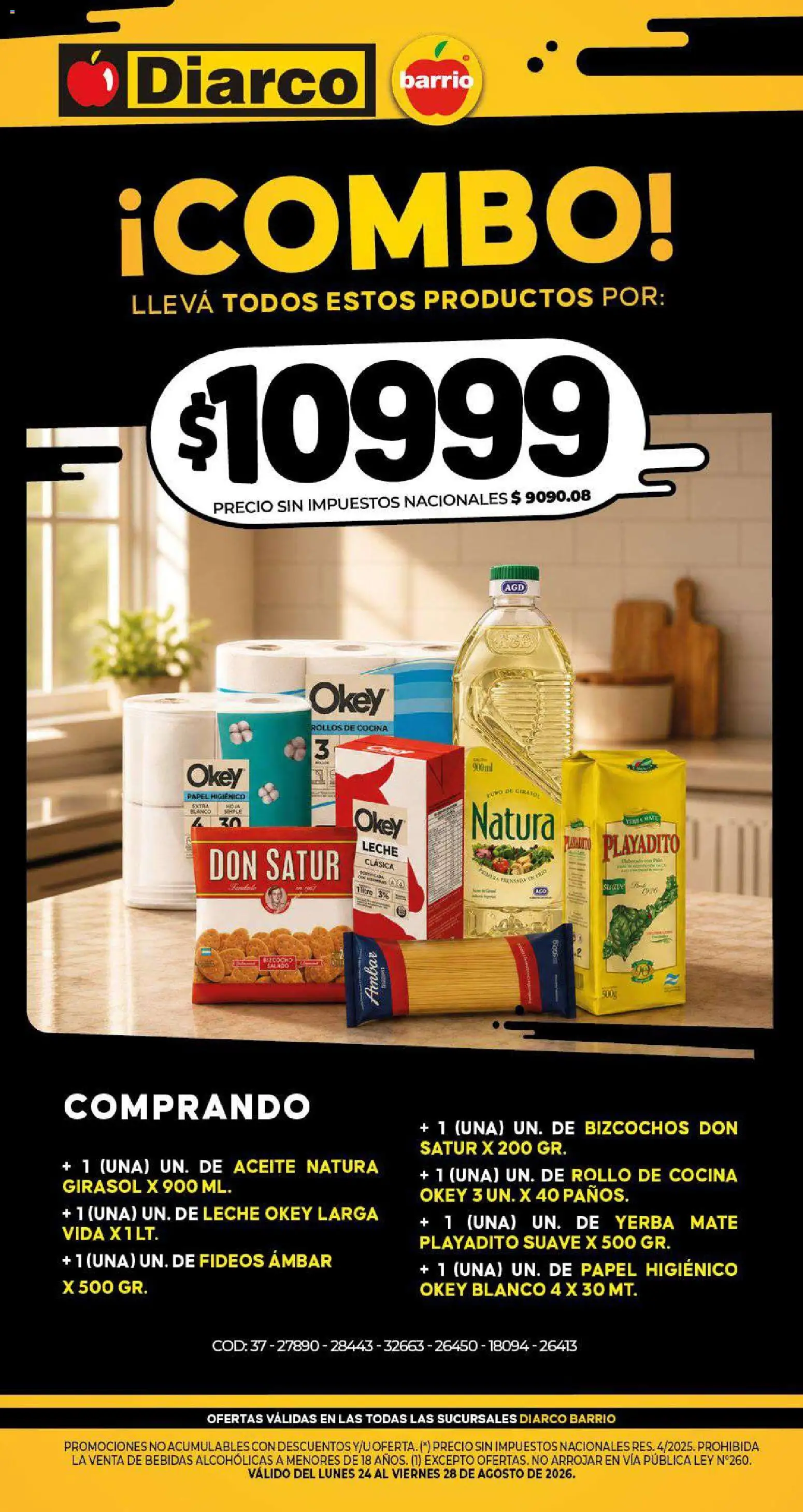 Diarco - Especial Locura De Precios │ válido desde el 24/08/2026 | Página: 2 | Productos: Bebidas, Yerba, Rollos de cocina, Fideos