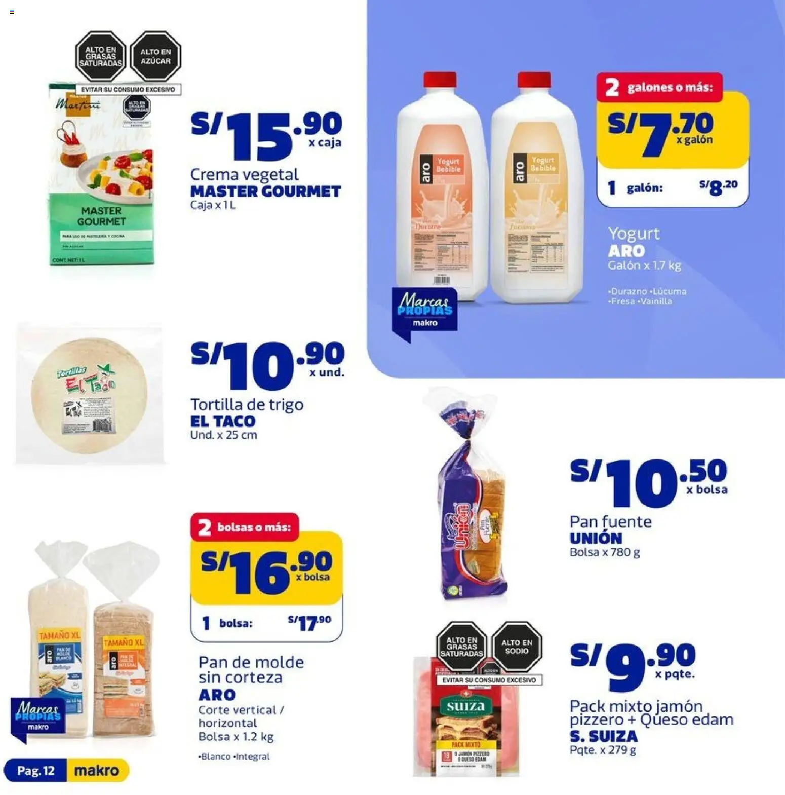 Catálogo Makro válido desde 09.04.2026 | Página: 12 | Productos: Caja, Queso, Crema, Bolsa