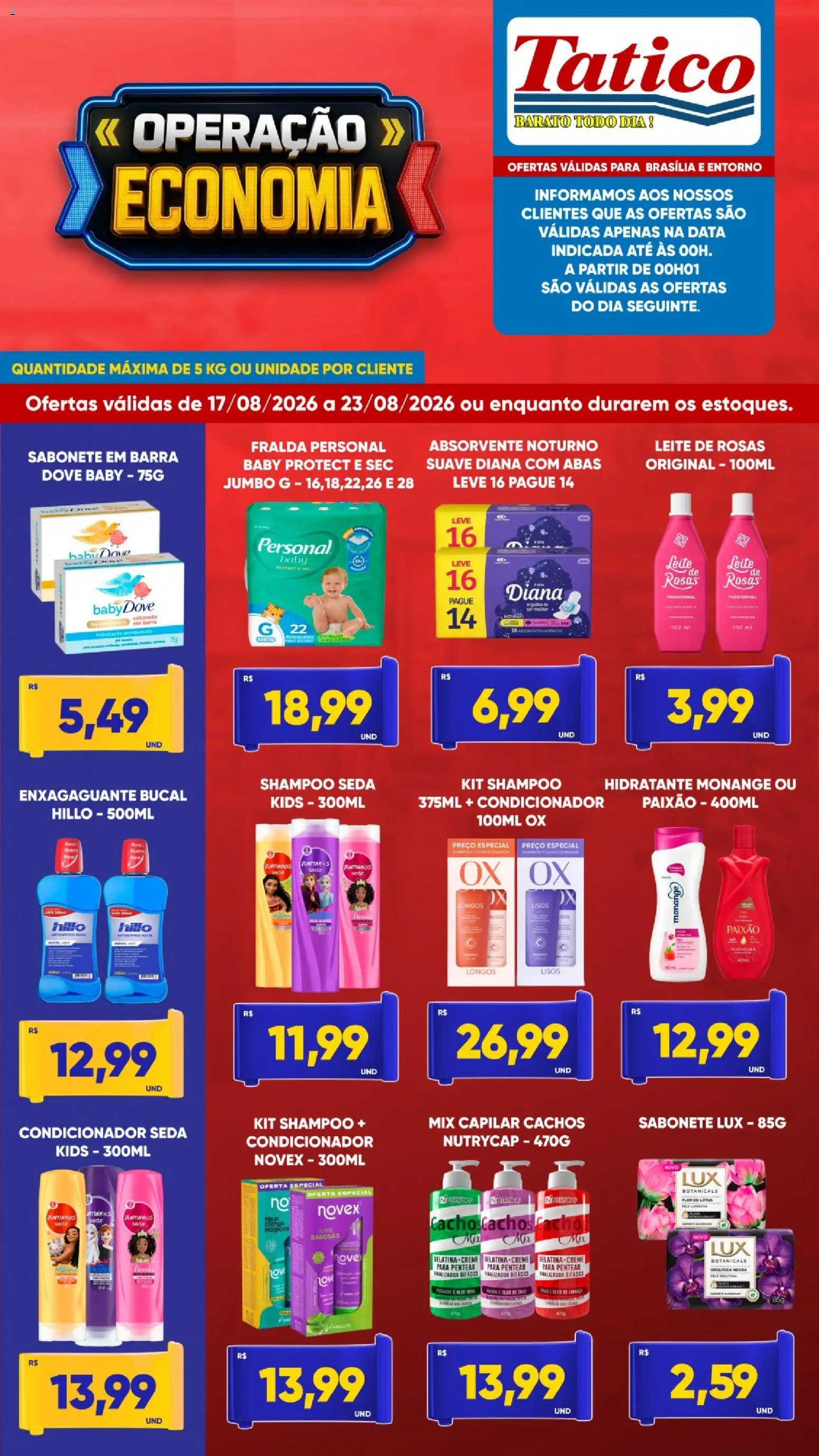 Tatico Folheto - válido de 17/08/2026 | Página: 6 | Produtos: Shampoo, Creme, Sabonete, Dove