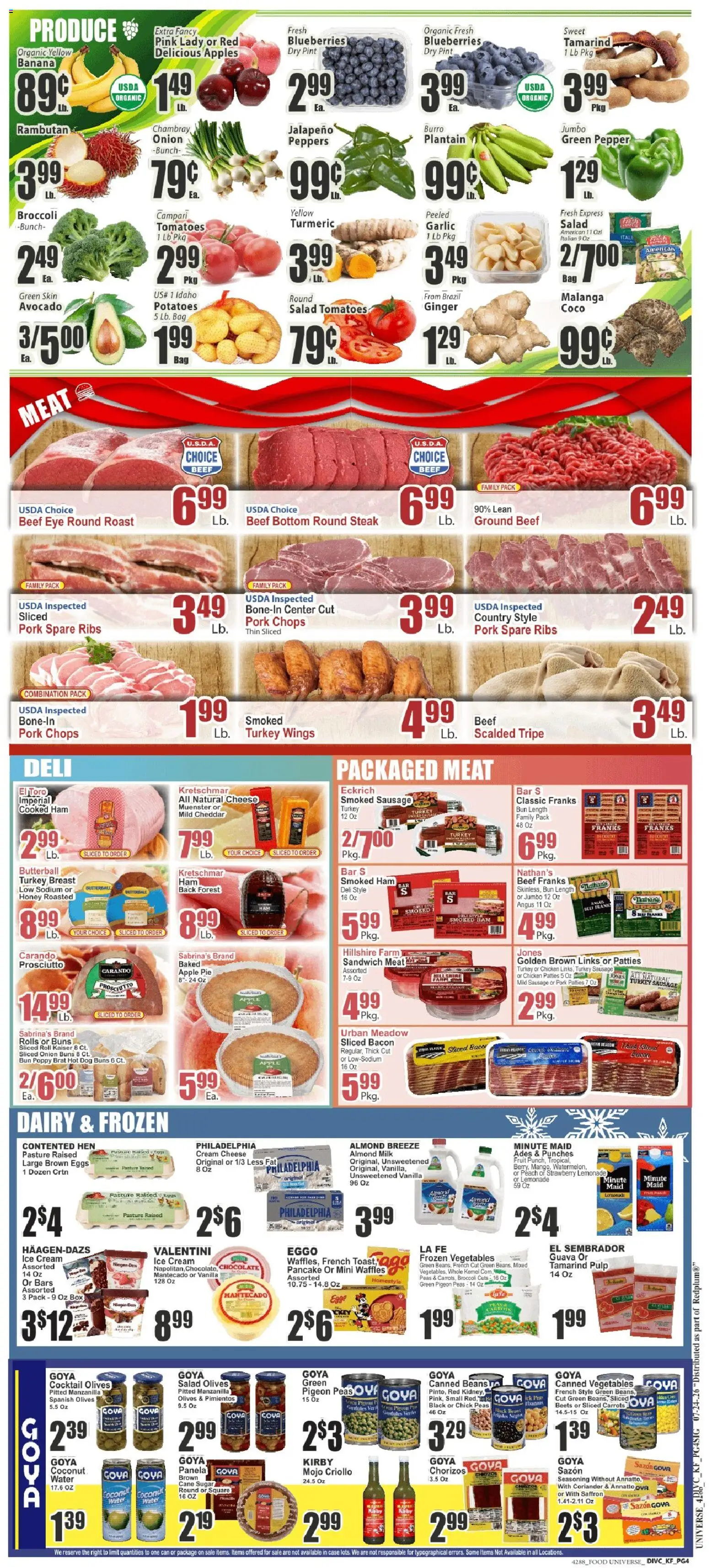 Food Universe Weekly Ad - valid from 07/24/2026 | Page: 4 | Products: Turmeric, Vegetables, Peach, Onion