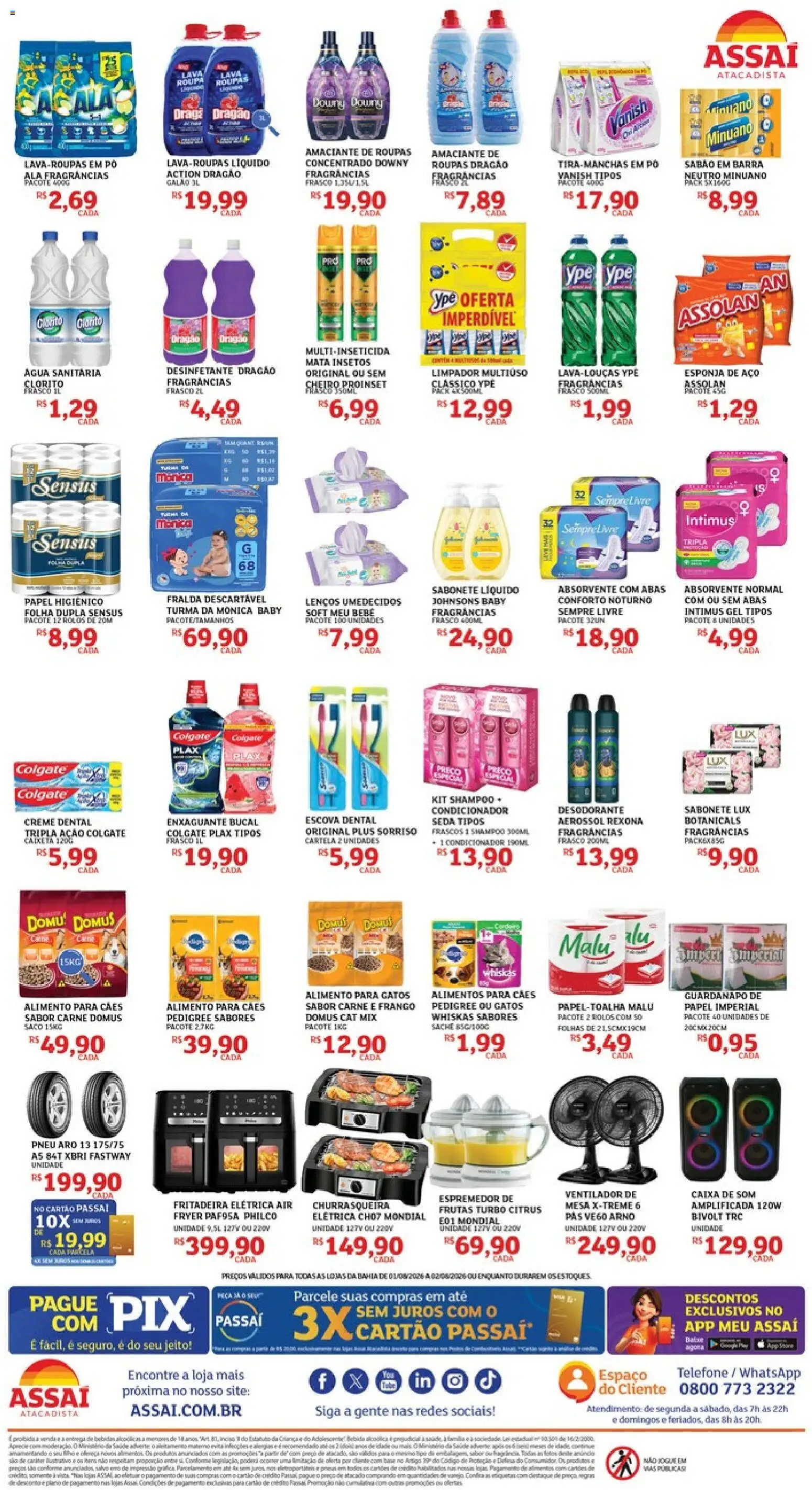 Assaí Atacadista Folheto - válido de 01/08/2026 | Página: 4 | Produtos: Sabão em barra, Pó, Condicionador, Sabão