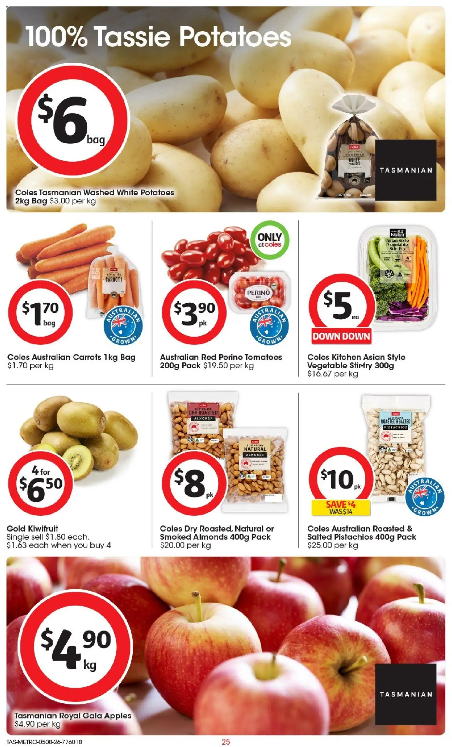 Coles catalogue - valid from 05/08/2026 | Page: 25 | Products: Apples, Tomatoes, Kiwifruit, Potatoes