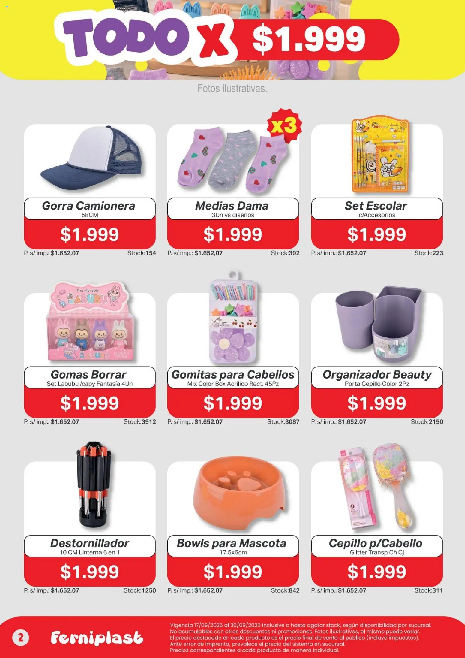 Ferniplast catálogo │ válido desde el 17/09/2026 | Página: 2 | Productos: Organizador, Gorra, Linterna, Cepillo