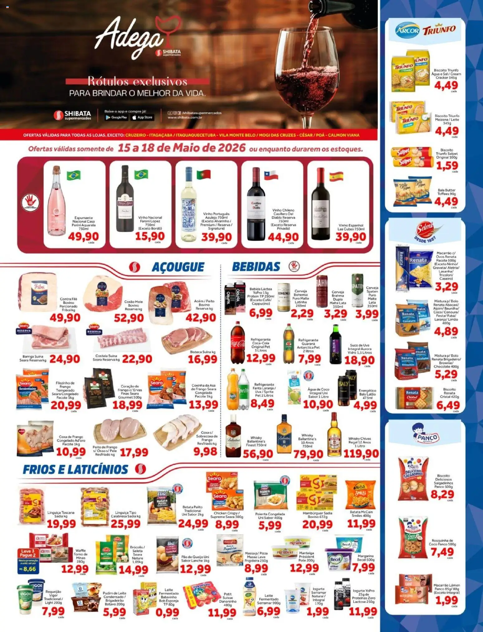 Shibata Folheto - válido de 15.05.2026 | Página: 1 | Produtos: Poá, Cenoura, Hambúrguer, Frango