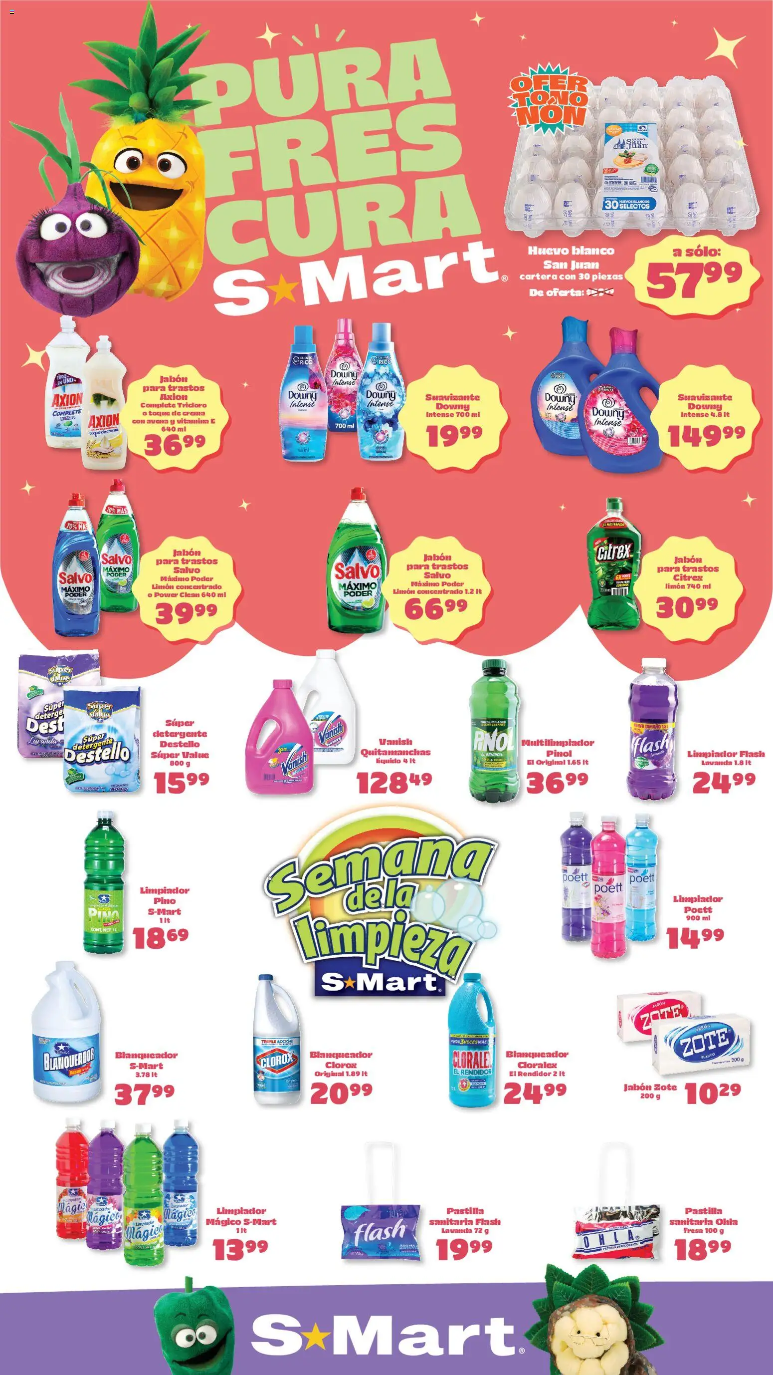 Nuevas ofertas de S-Mart válidas en toda la República Mexicana desde el 01.05.2026. ¡Encuentra las mejores ofertas en S-Mart folleto Ofertas de feria Juárez! | Página: 1 | Productos: Huevo, Suavizante, Desinfectante, Jabón
