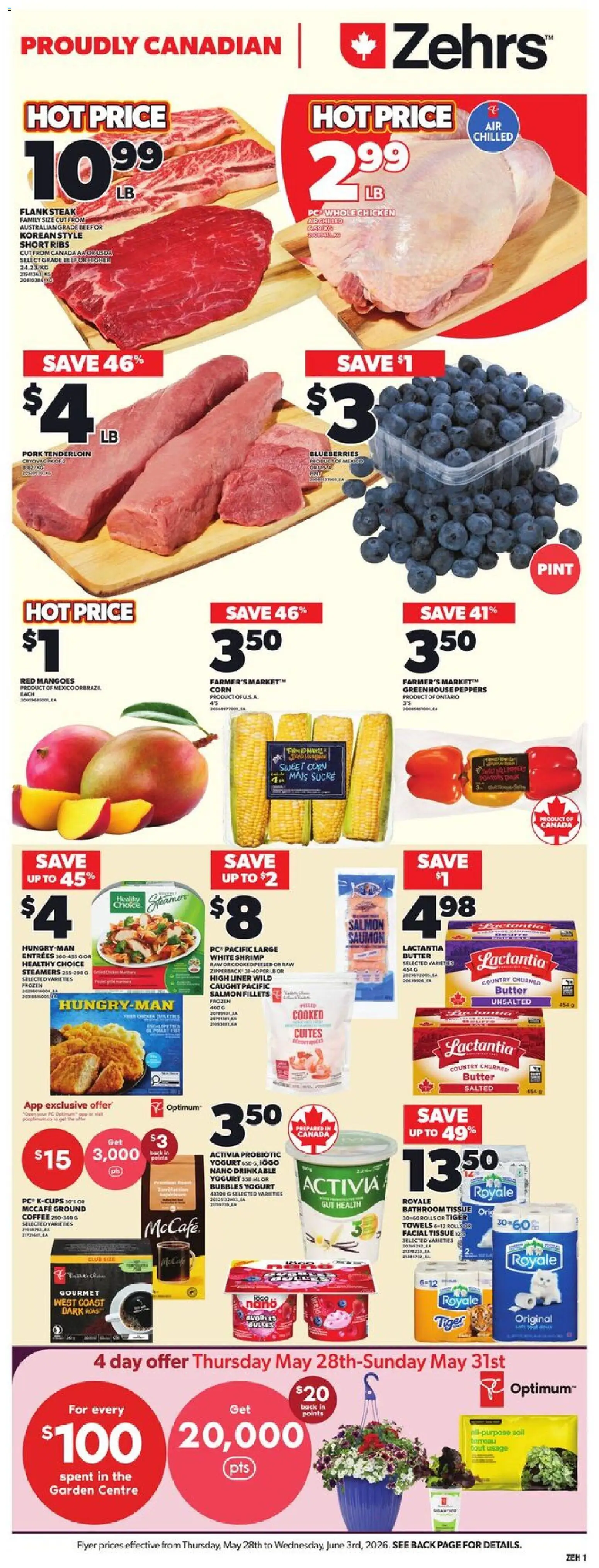 Zehrs flyer valid from 28.05.2026 | Page: 3 | Products: Beef, Butter, Coffee, Chicken