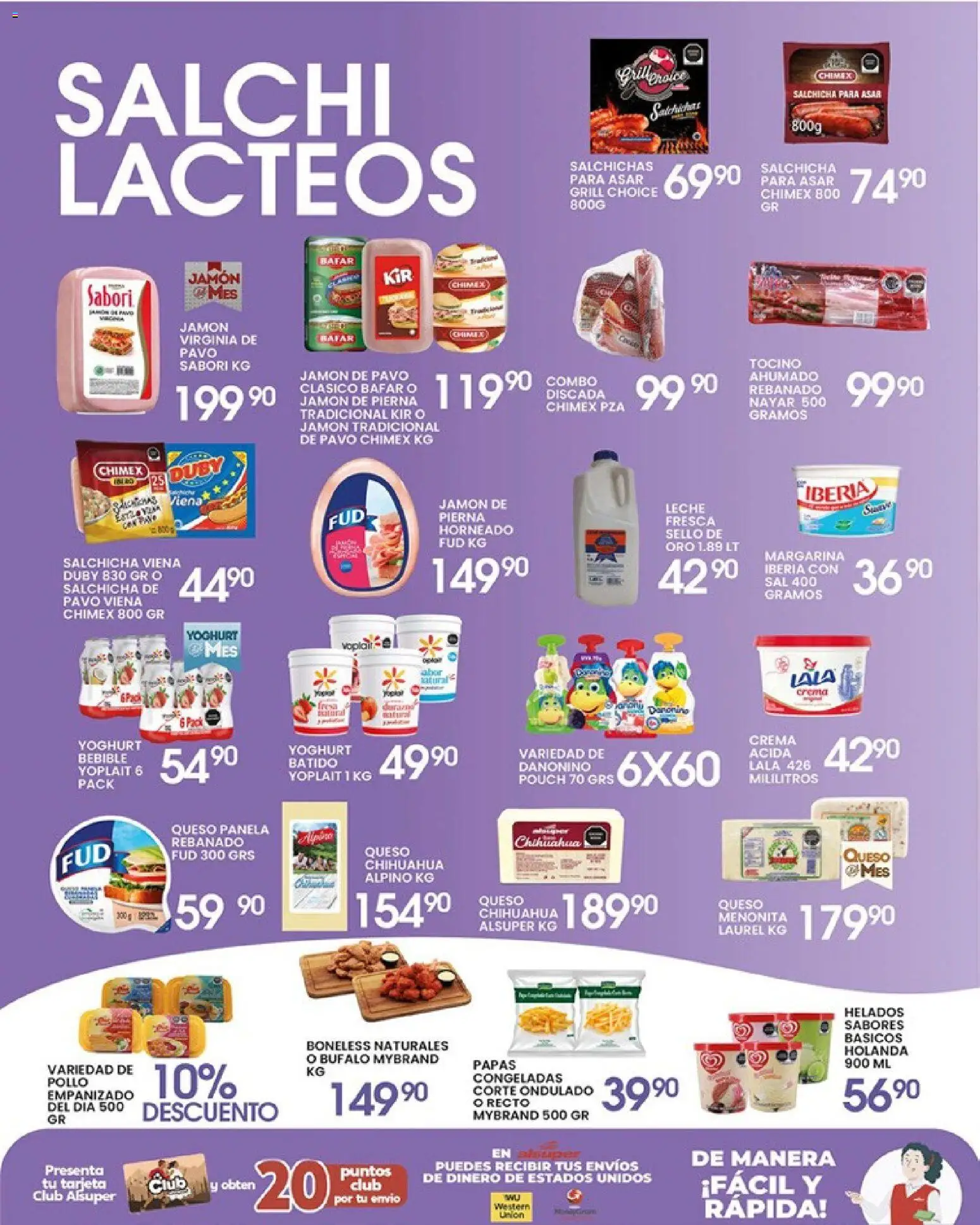 Nuevas ofertas de Alsuper válidas en toda la República Mexicana desde el 10.04.2026. ¡Encuentra las mejores ofertas en Alsuper folleto CASAS GRANDES! | Página: 3 | Productos: Pollo, Crema, Leche, Jamón