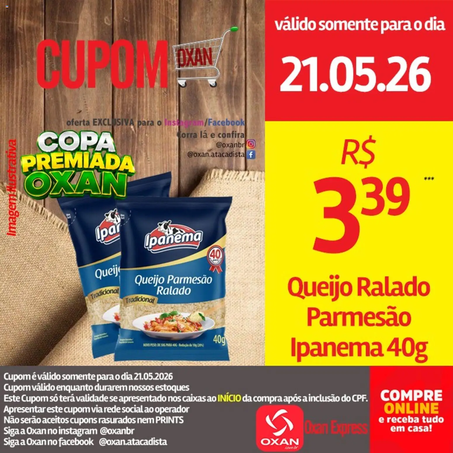 Oxan Atacadista Folheto - válido de 21.05.2026 | Página: 14 | Produtos: Queijo, Parmesão, Queijo ralado, Queijo parmesão