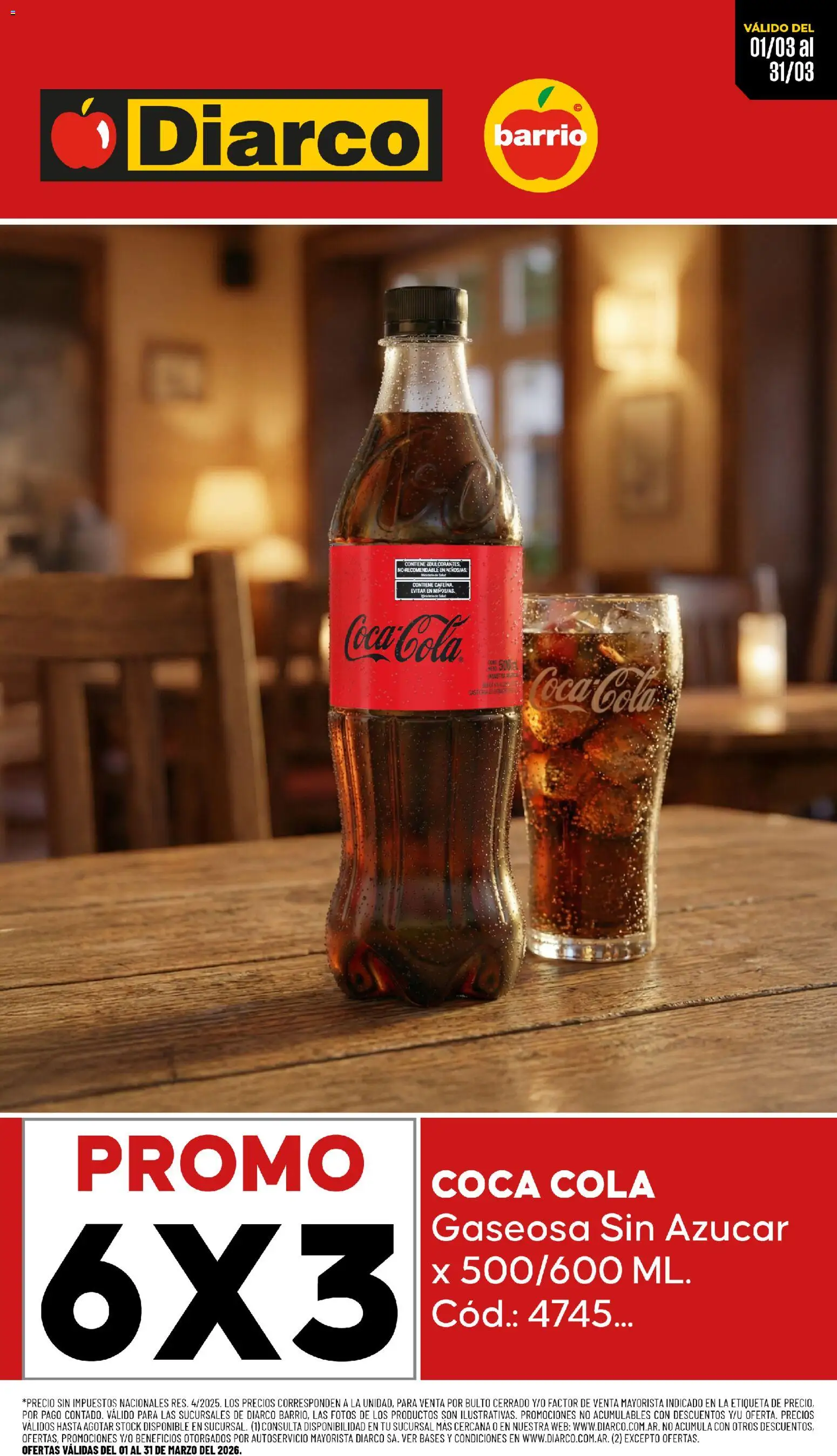 Diarco - 6X3 Coca Cola │ válido desde el 02.03.2026 | Página: 1 | Productos: Azucar, Gaseosa