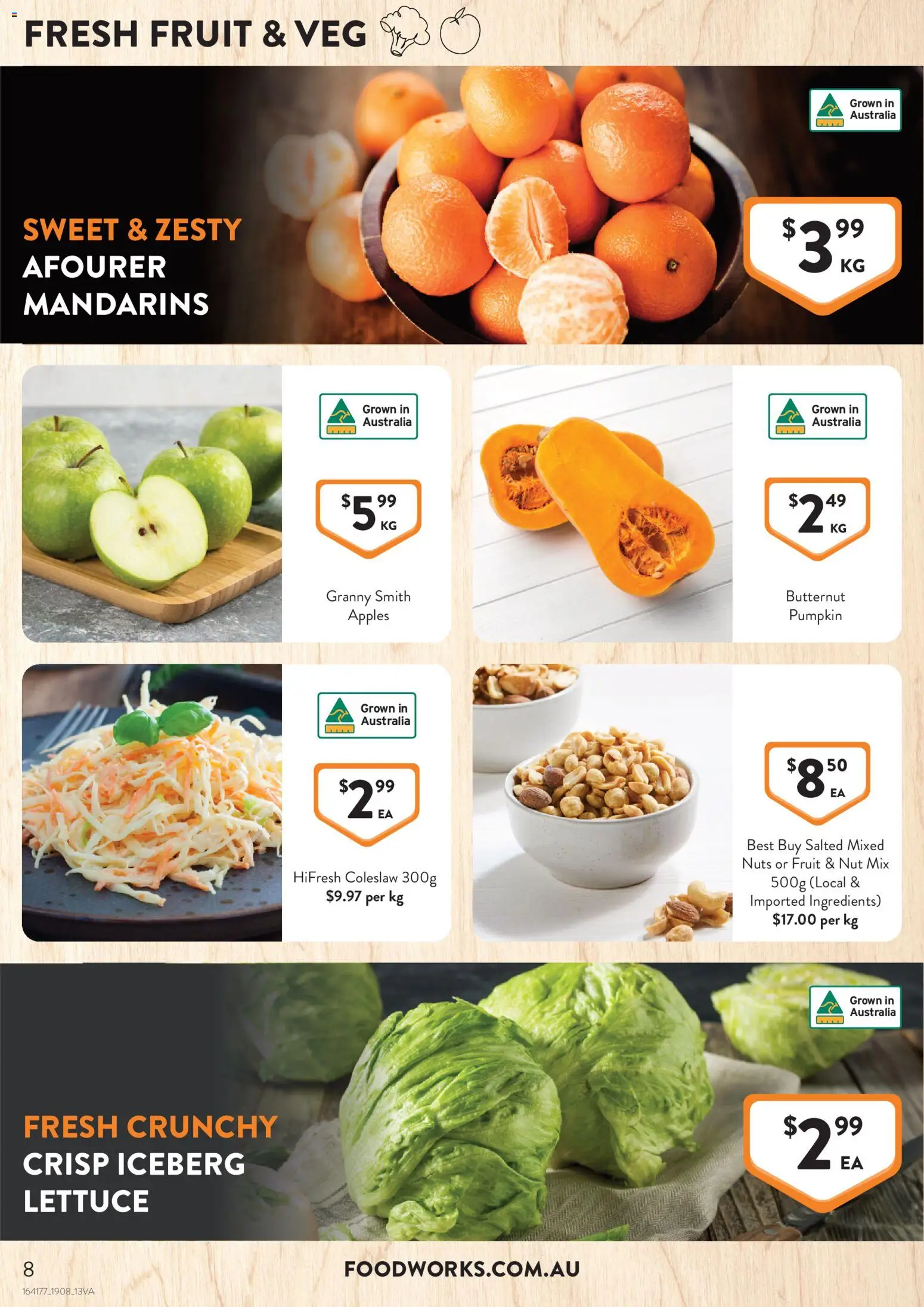 Foodworks catalogue - valid from 19/08/2026 | Page: 8 | Products: Ingredients, Mandarins, Nuts, Iceberg lettuce