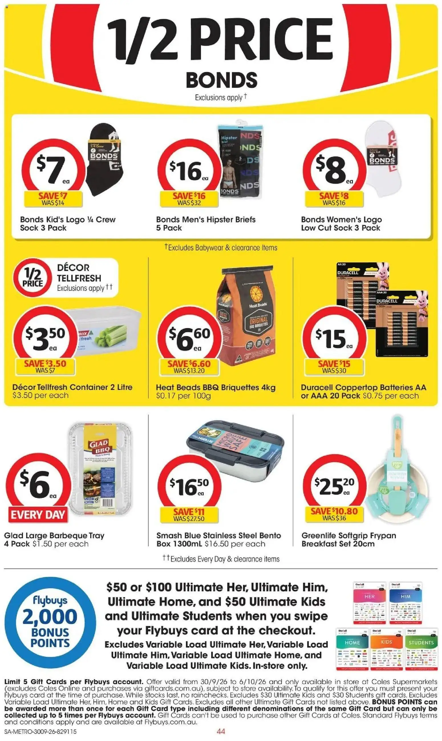 Coles catalogue - valid from 30/09/2026 | Page: 44 | Products: Decor, Cookware set, Batteries, Lunch box