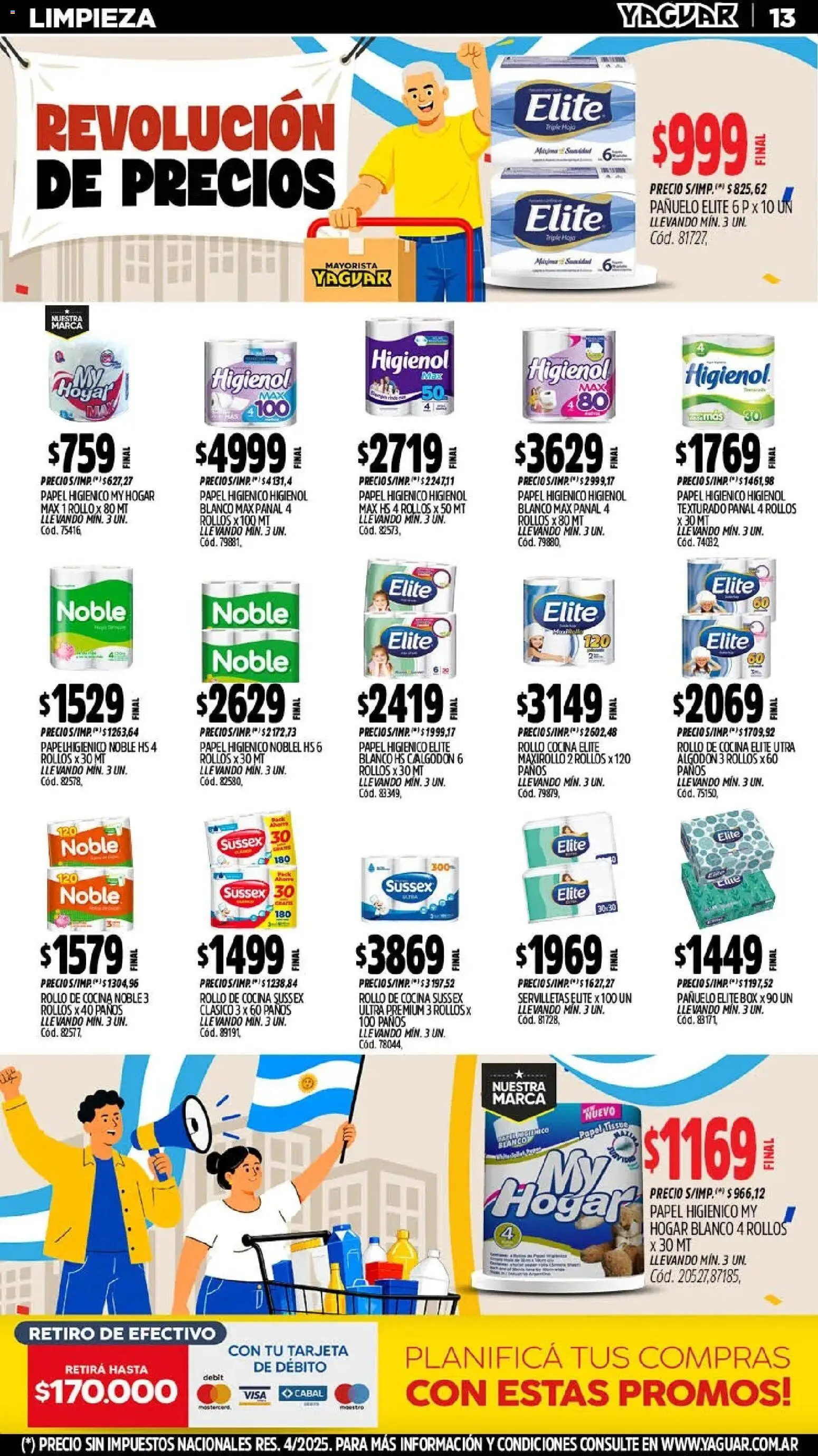Yaguar - Oferta Semanal Misiones │ válido desde el 25.05.2026 | Página: 13 | Productos: Papel higiénico, Pañuelo, Cocina, Servilletas