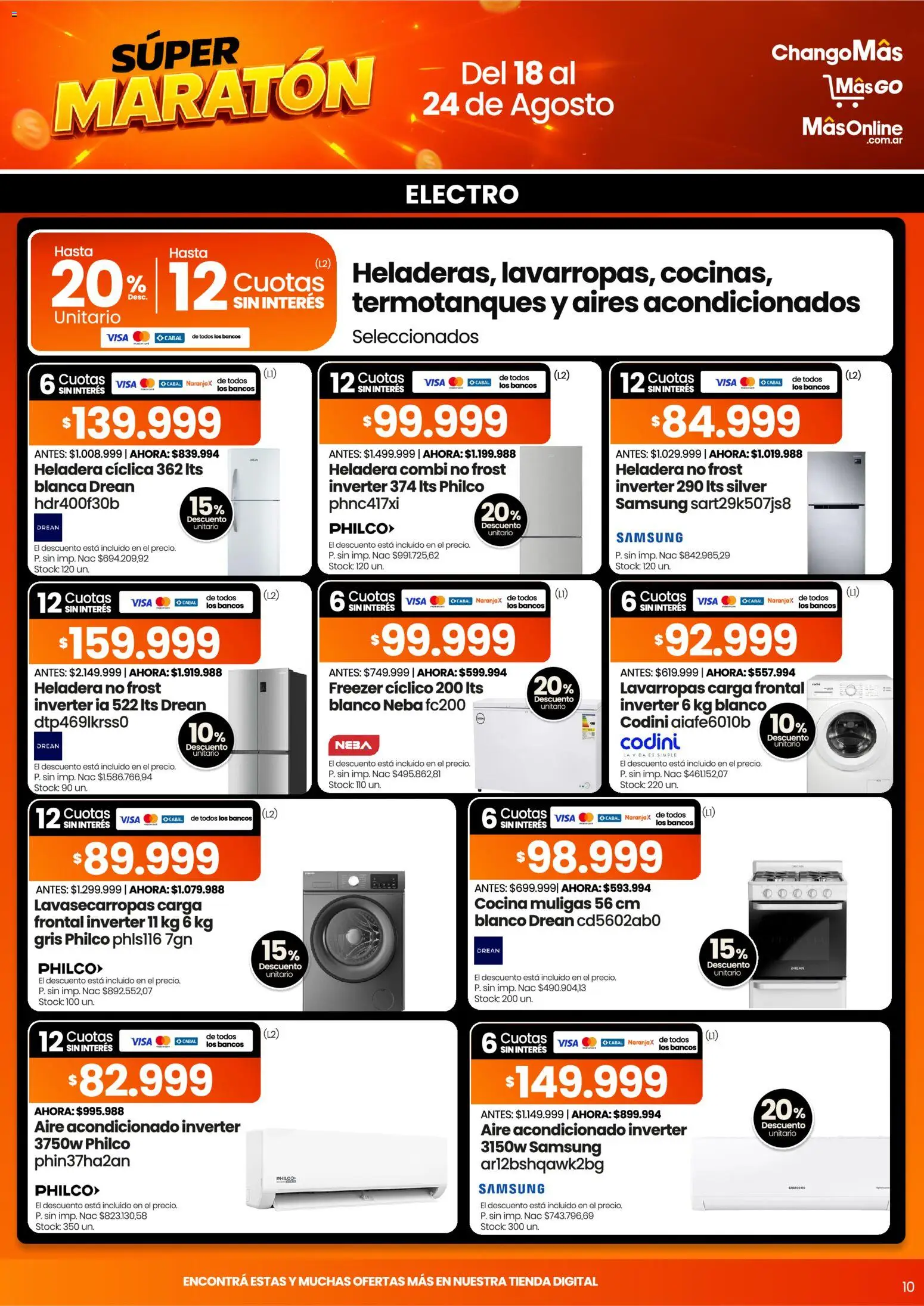 Punto Mayorista catálogo │ válido desde el 18/08/2026 | Página: 9 | Productos: Cocina, Aire acondicionado, Lavarropas, Heladera
